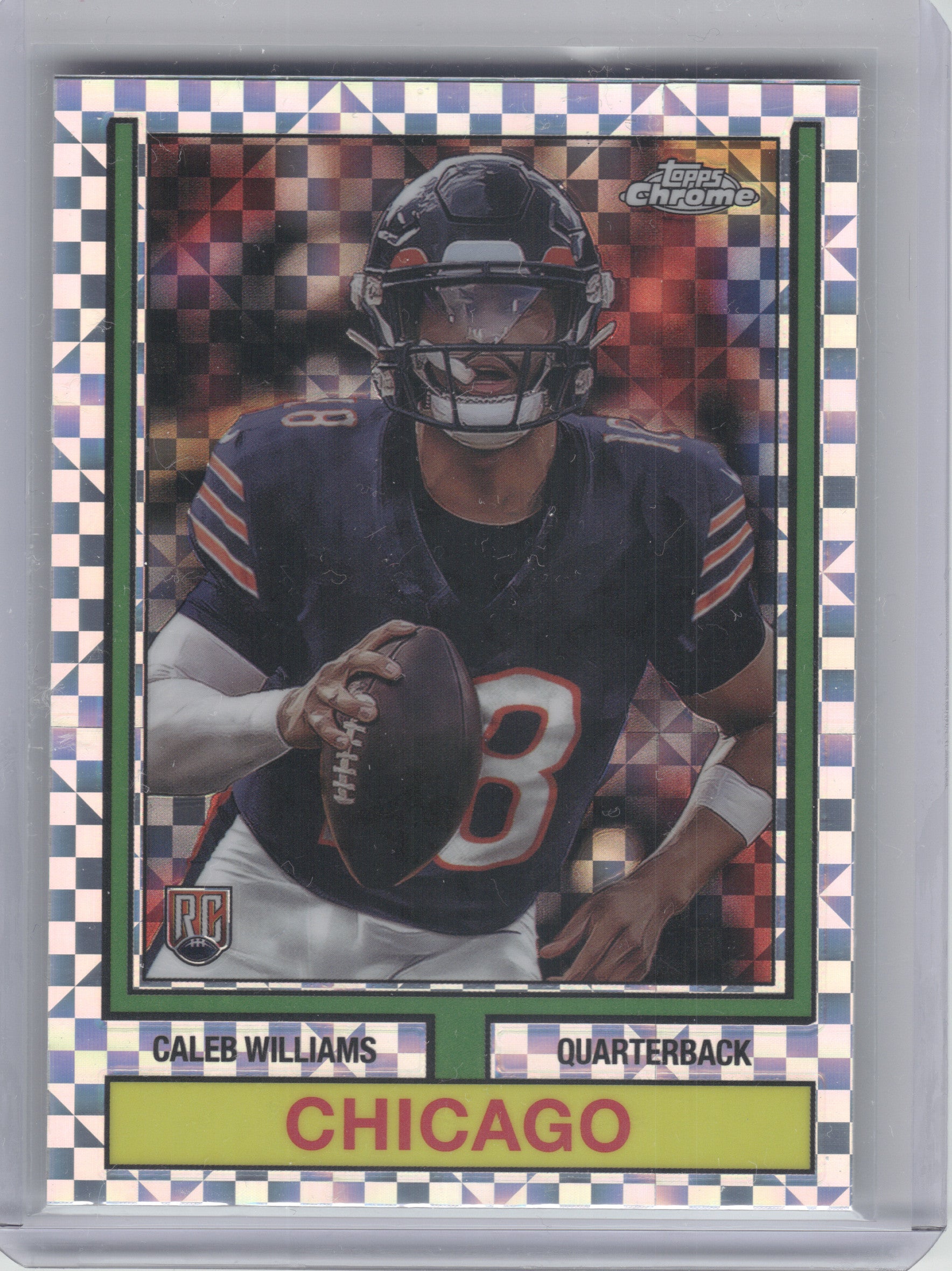 2024 Topps Chrome #74TF-1 Caleb Williams 1974 Topps Football X-Fractor Chicago Bears