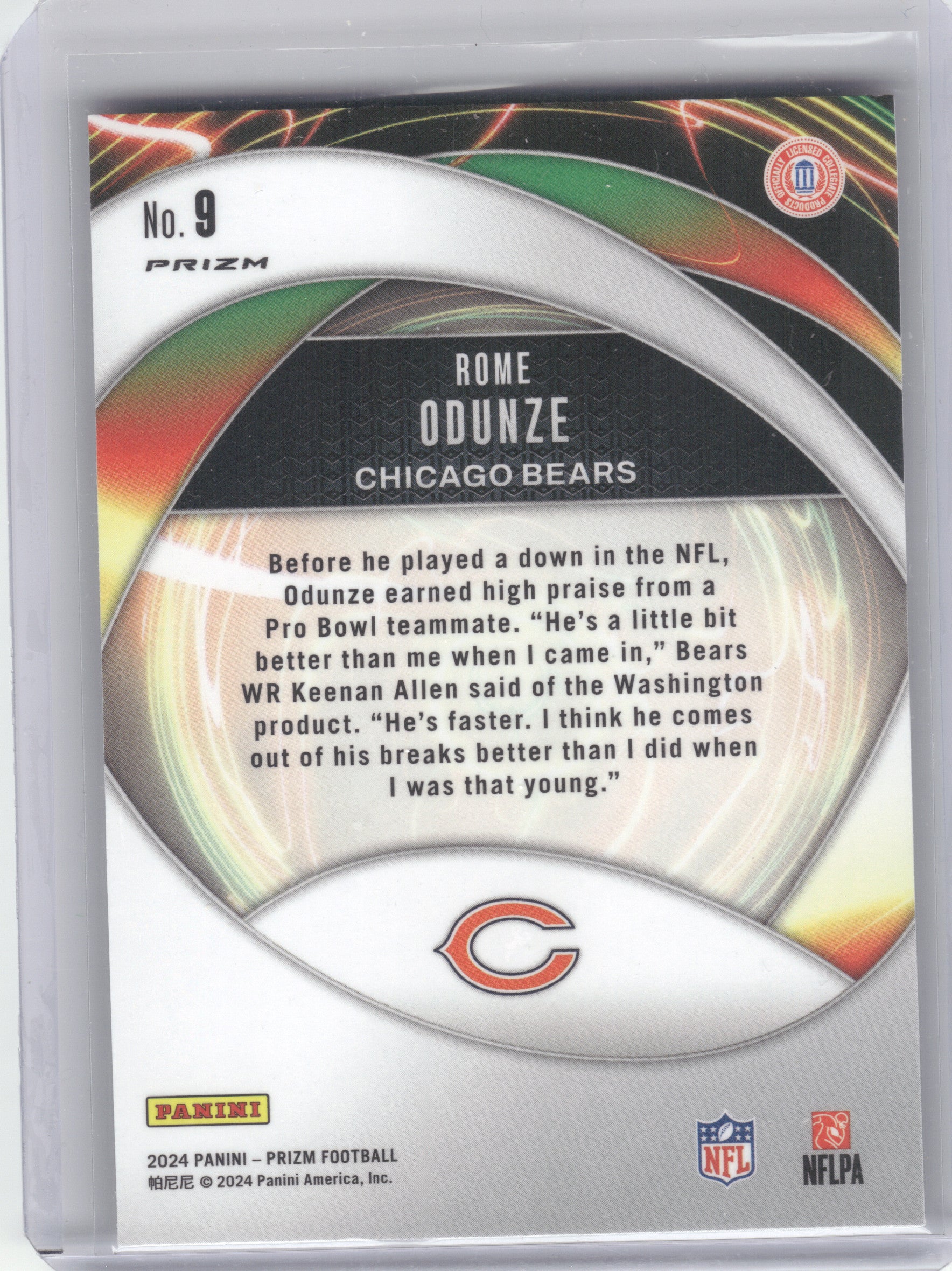 2024 Panini Prizm #9 Rome Odunze Portals Wave Green Prizm