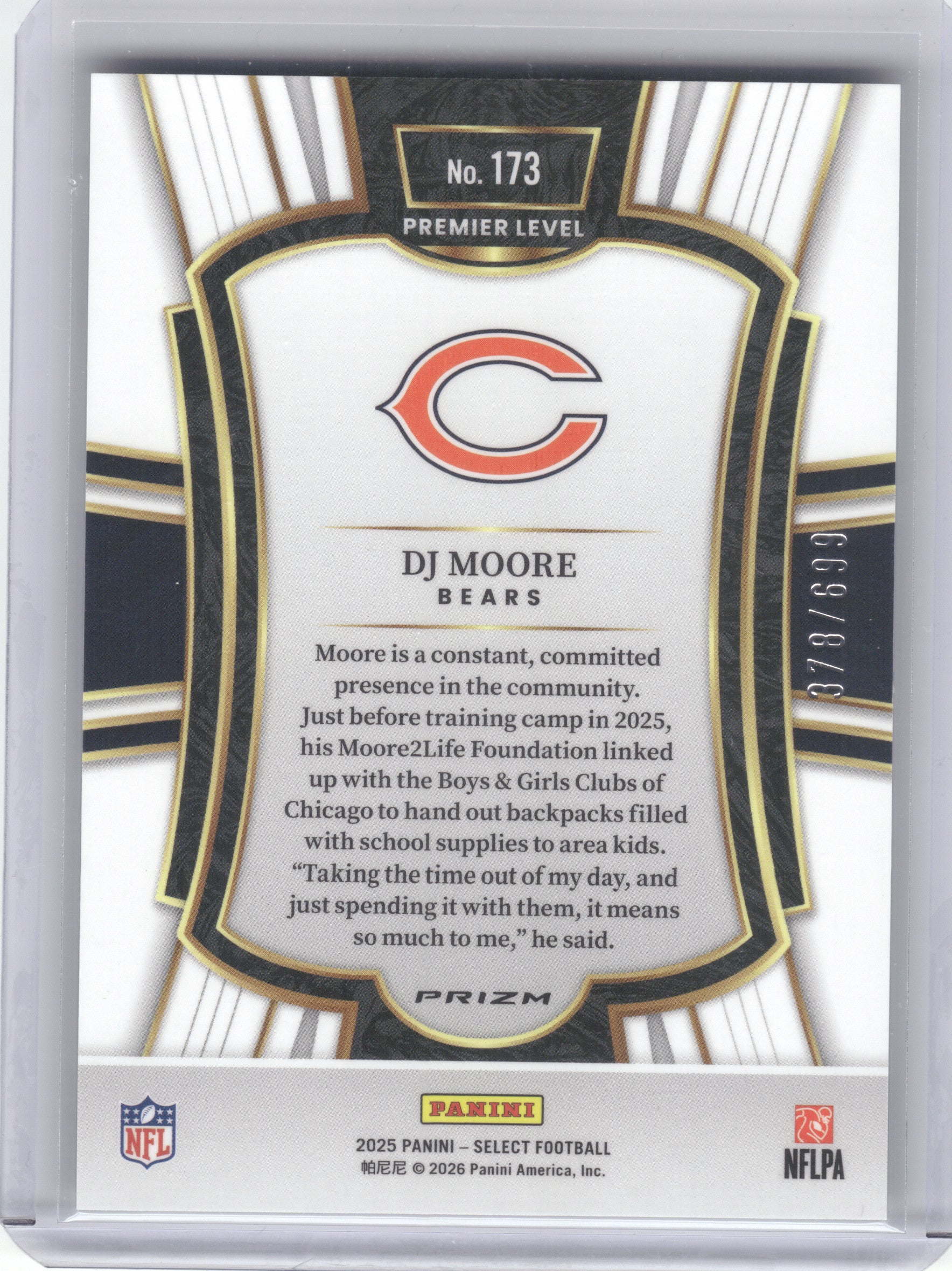 2025 Panini Select #173 DJ Moore Neon Green Prizm Shock #/699 Chicago Bears SN