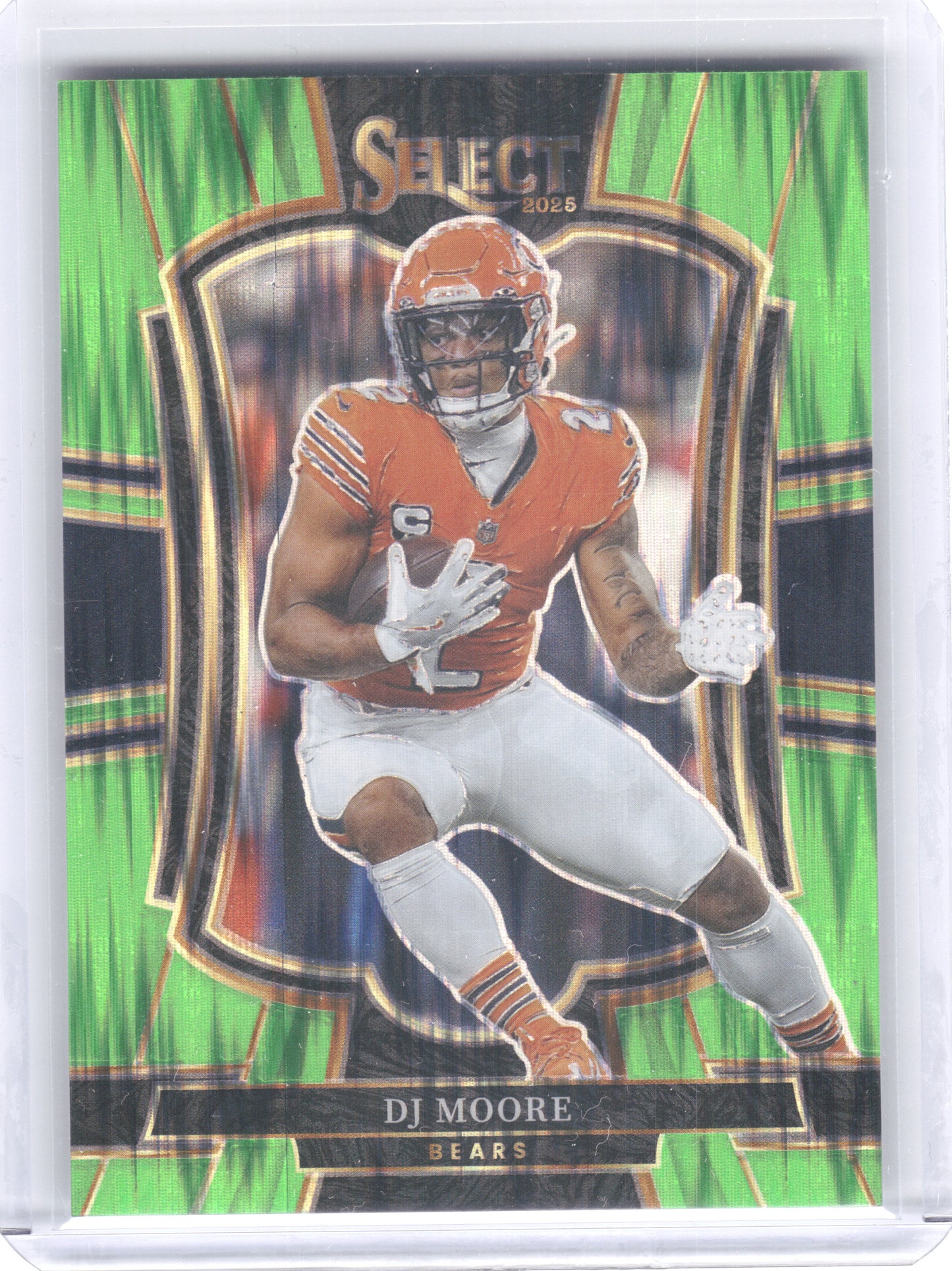 2025 Panini Select #173 DJ Moore Neon Green Prizm Shock #/699 Chicago Bears SN