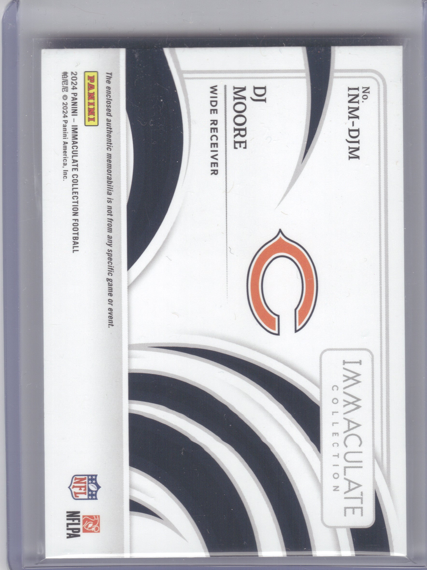 2024 Panini Immaculate Collection #INM-DJM DJ Moore Immaculate Numbers Memorabilia #/88 Chicago Bears SN,MEM