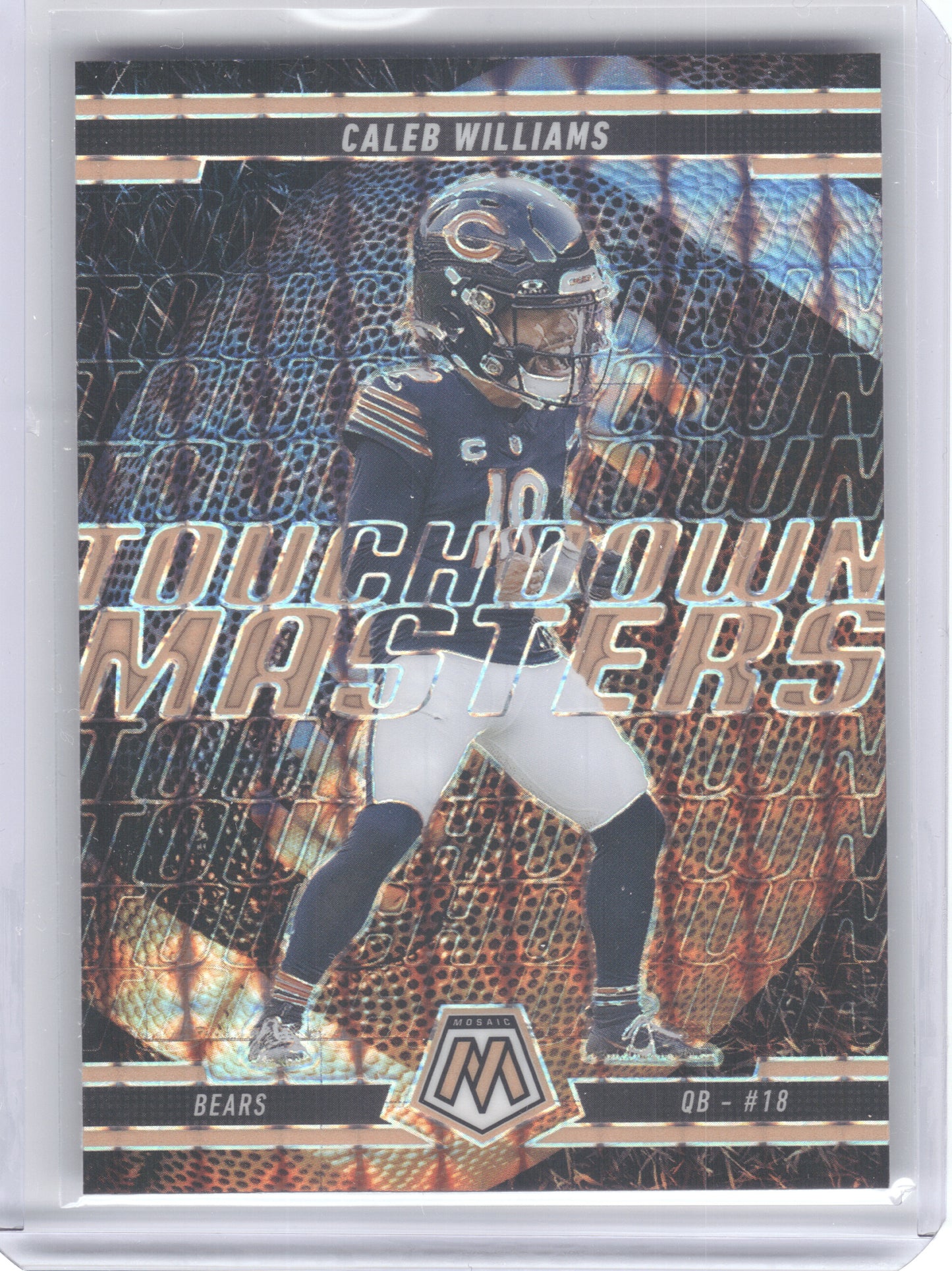 2025 Panini Mosaic #13 Caleb Williams Touchdown Masters Mosaic Orange Fluorescent Chicago Bears
