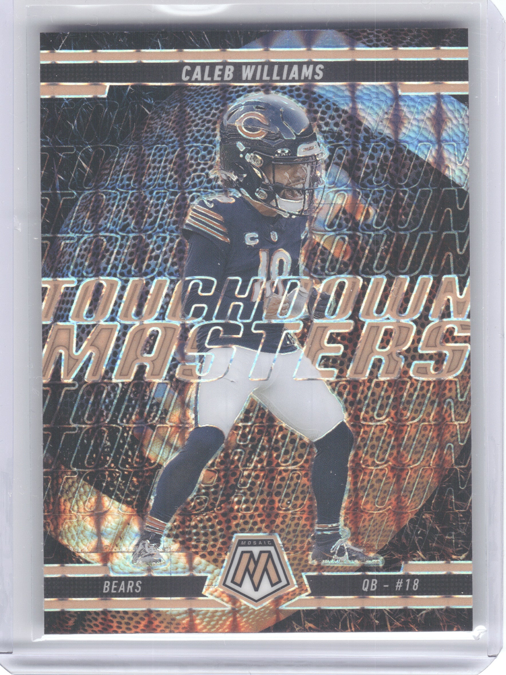 2025 Panini Mosaic #13 Caleb Williams Touchdown Masters Mosaic Orange Fluorescent Chicago Bears