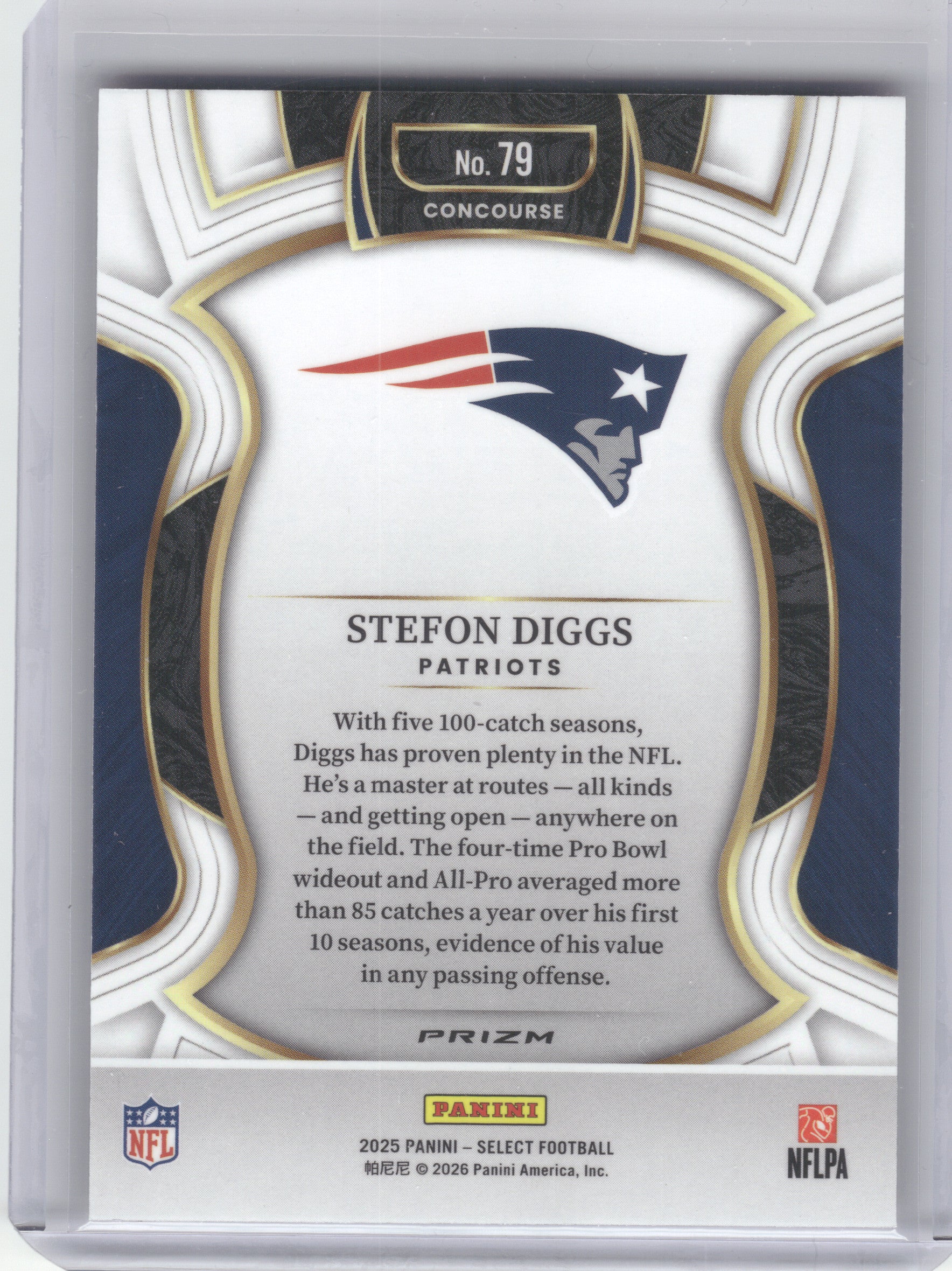 2025 Panini Select #79 Stefon Diggs Pink Prizm Shock New England Patriots