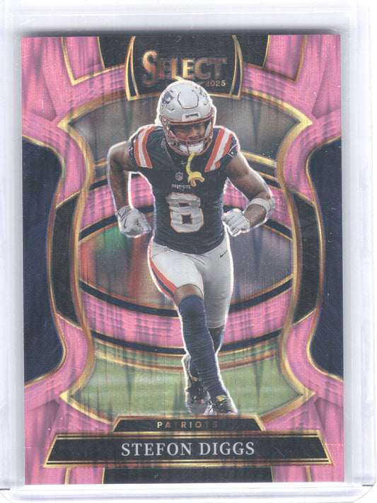 2025 Panini Select #79 Stefon Diggs Pink Prizm Shock New England Patriots
