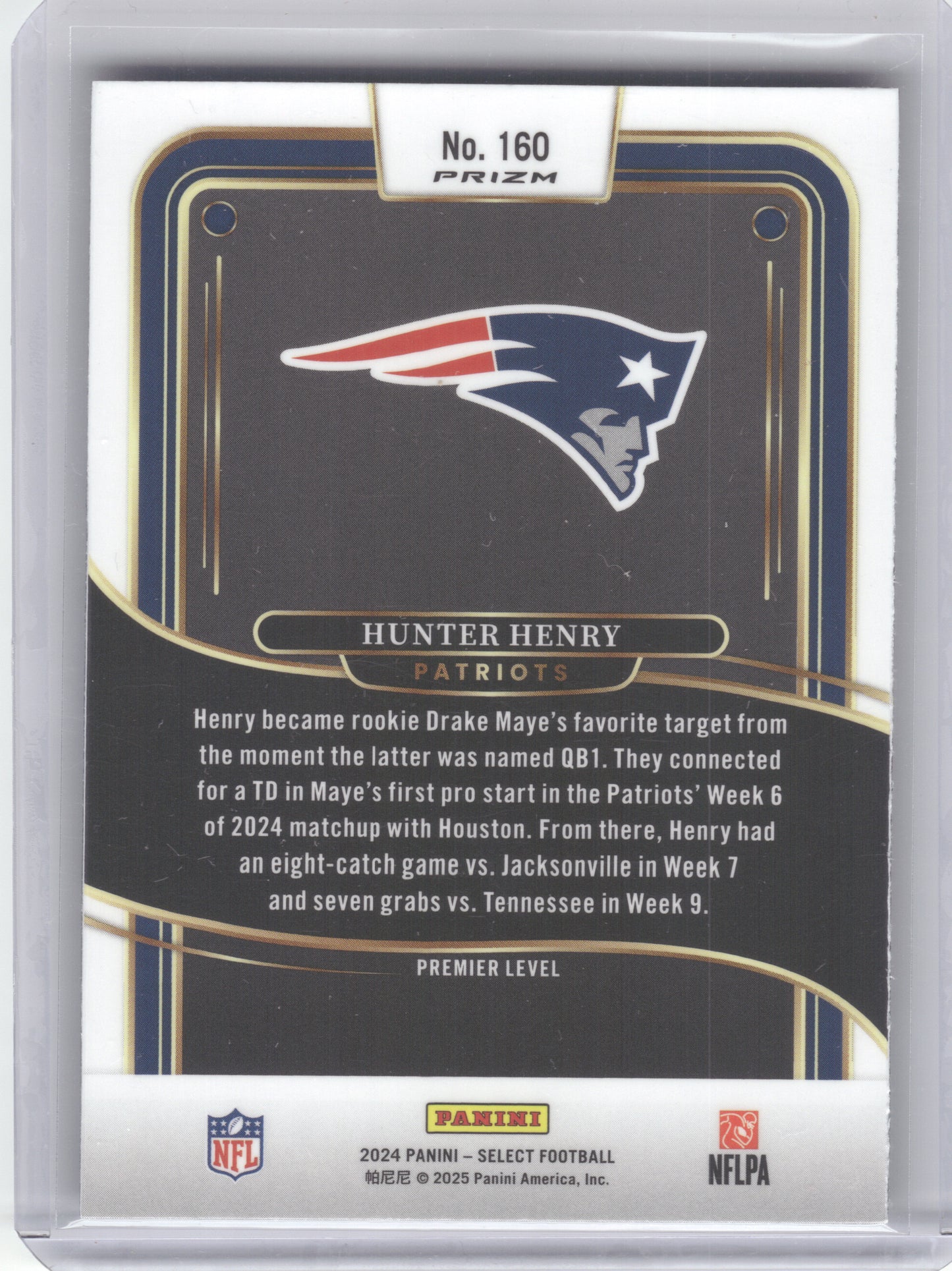 2024 Panini Select #160 Hunter Henry Red & Blue Prizm Shock New England Patriots