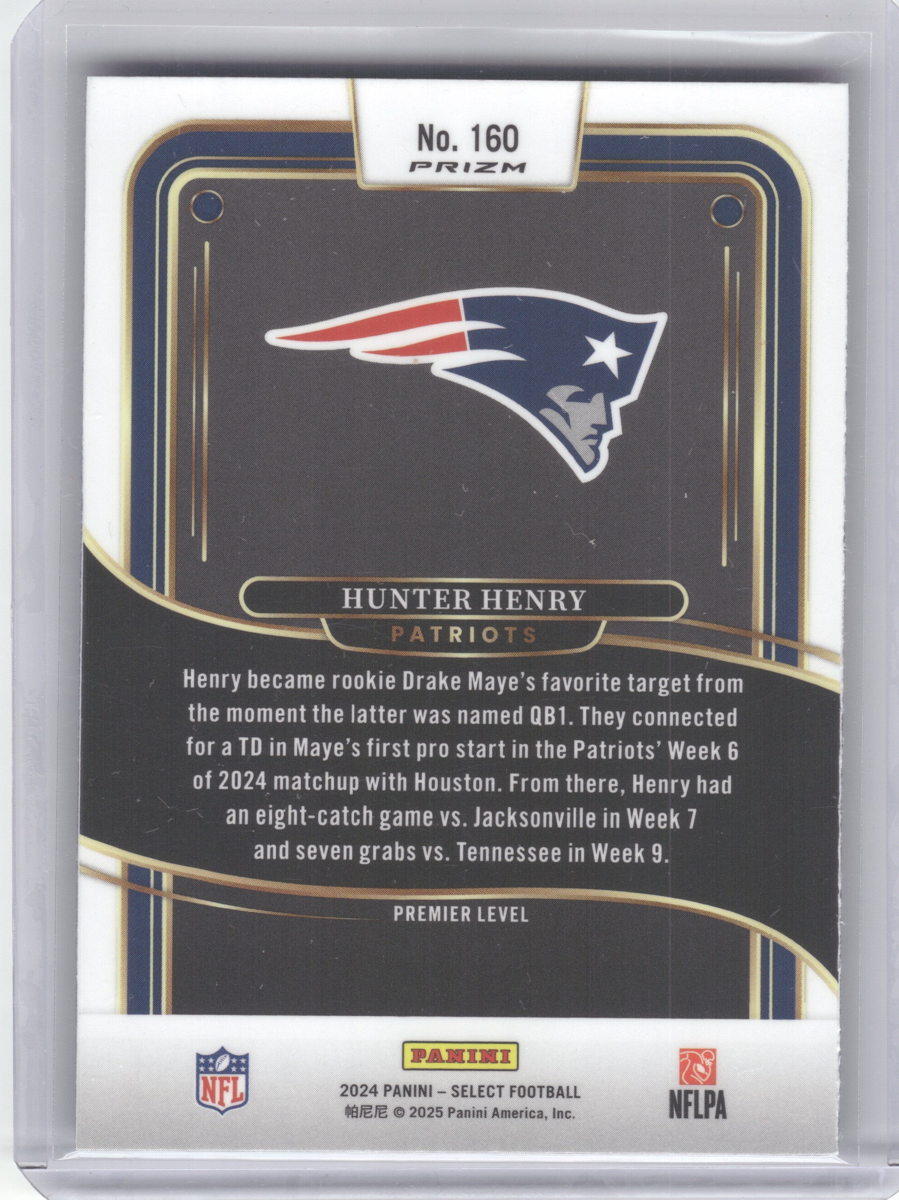 2024 Panini Select #160 Hunter Henry Red & Blue Prizm Shock New England Patriots