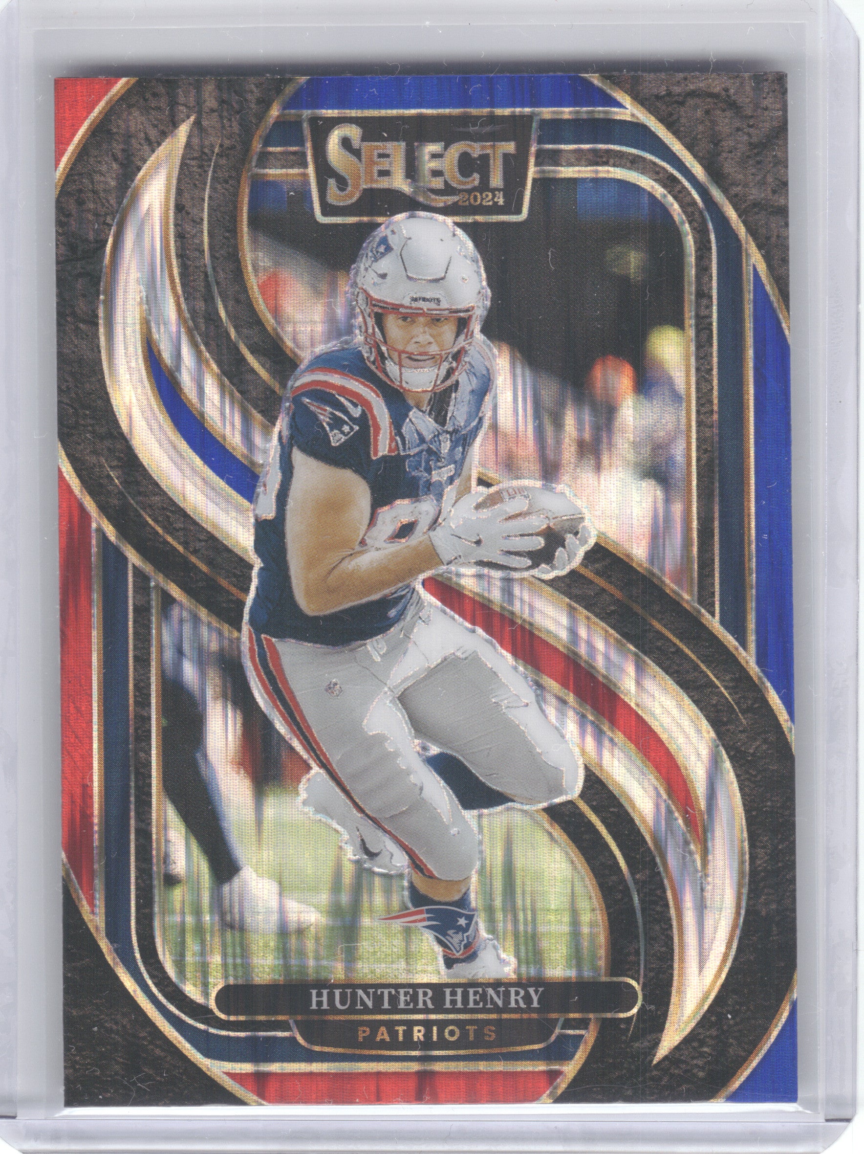 2024 Panini Select #160 Hunter Henry Red & Blue Prizm Shock New England Patriots