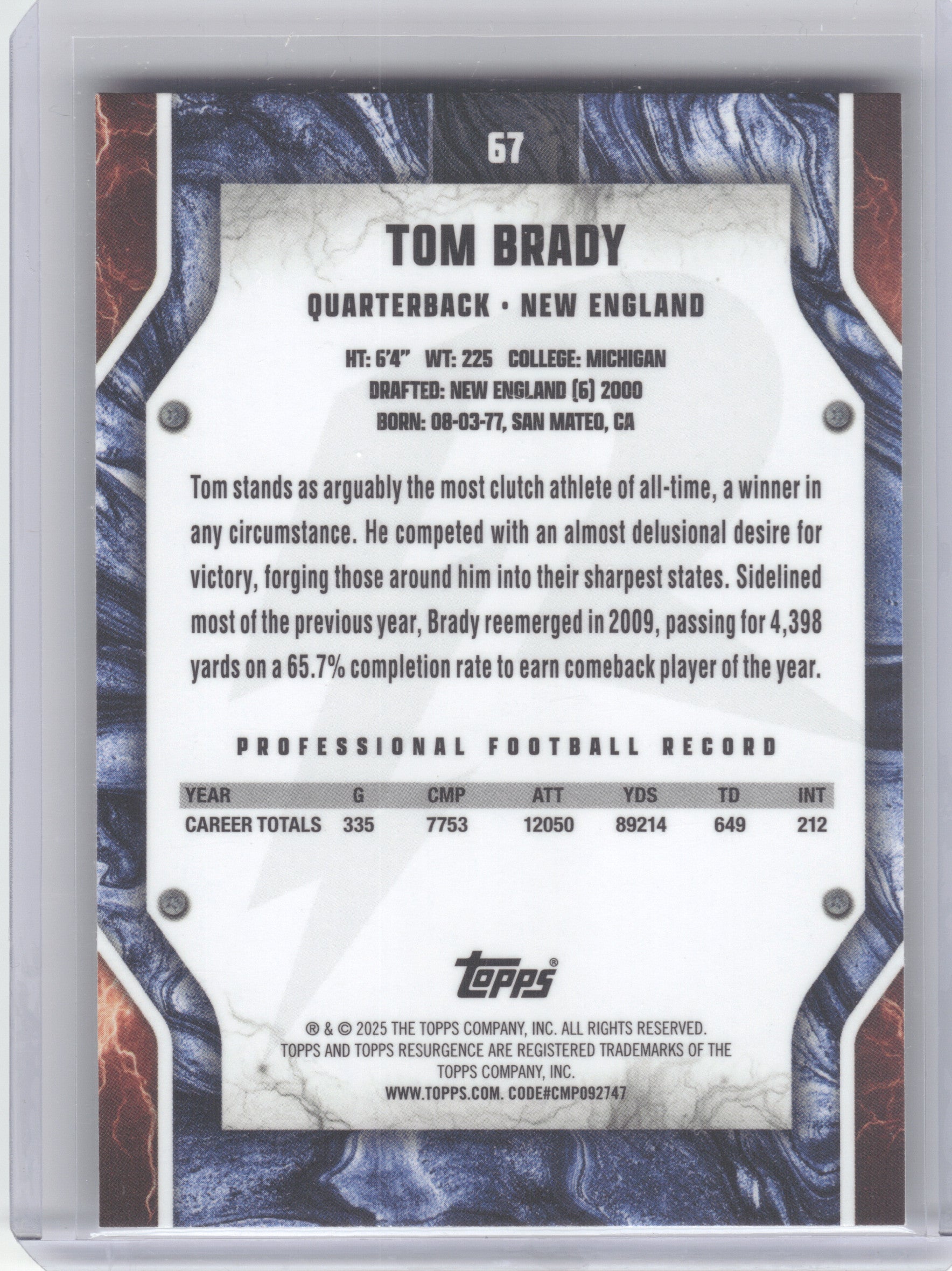 2024 Topps Resurgence #67 Tom Brady New England Patriots