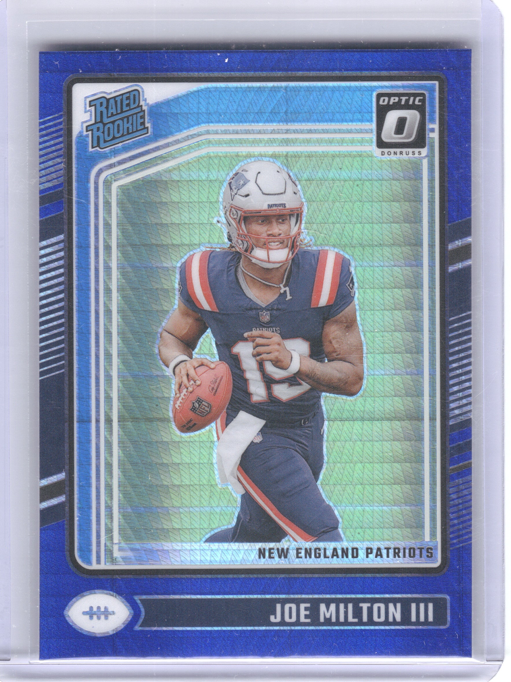 2024 Donruss Optic #255 Joe Milton III Blue Hyper New England Patriots