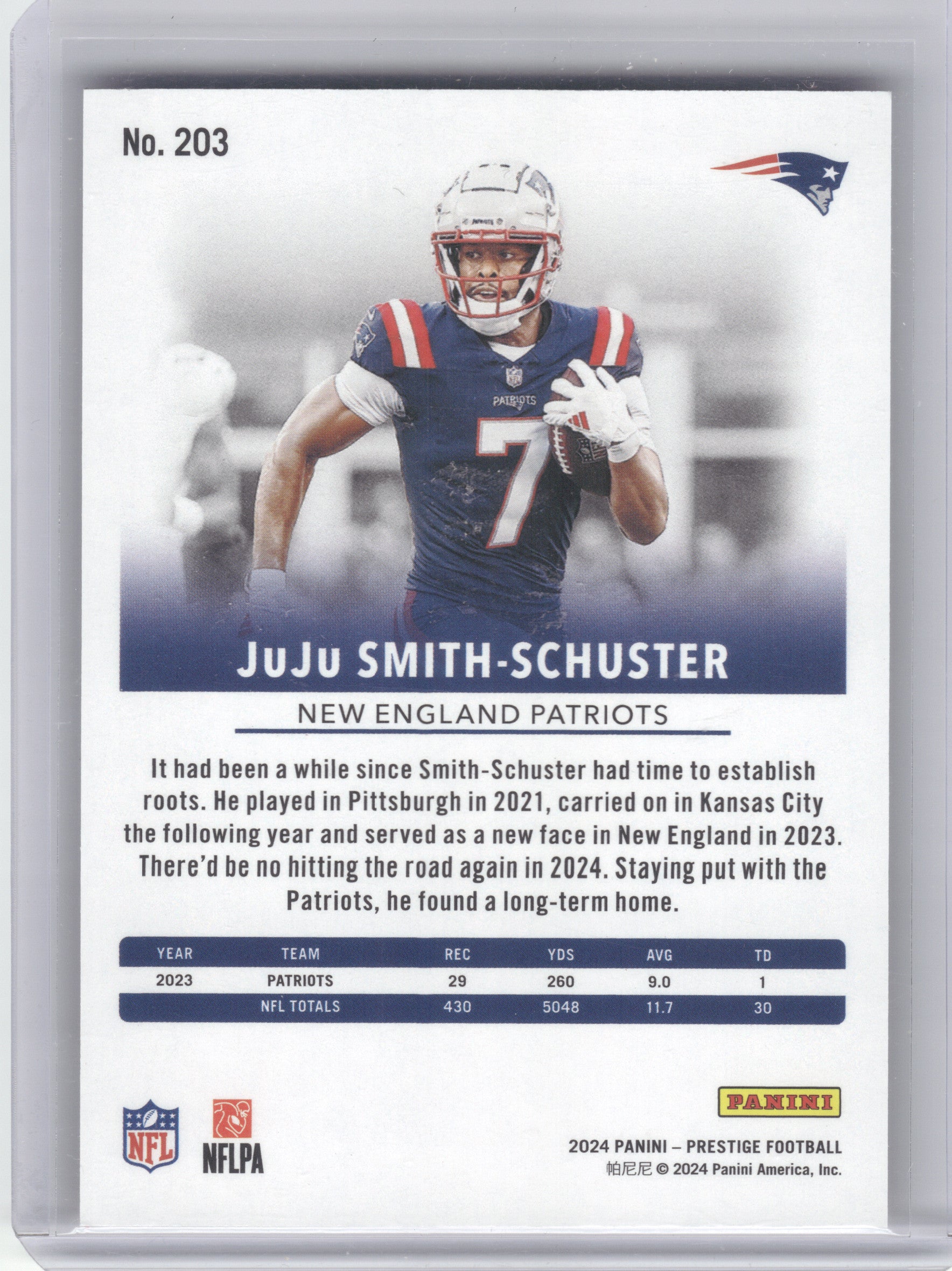 2024 Panini Prestige #203 JuJu Smith-Schuster Red Xtra Points #/999 New England Patriots SN