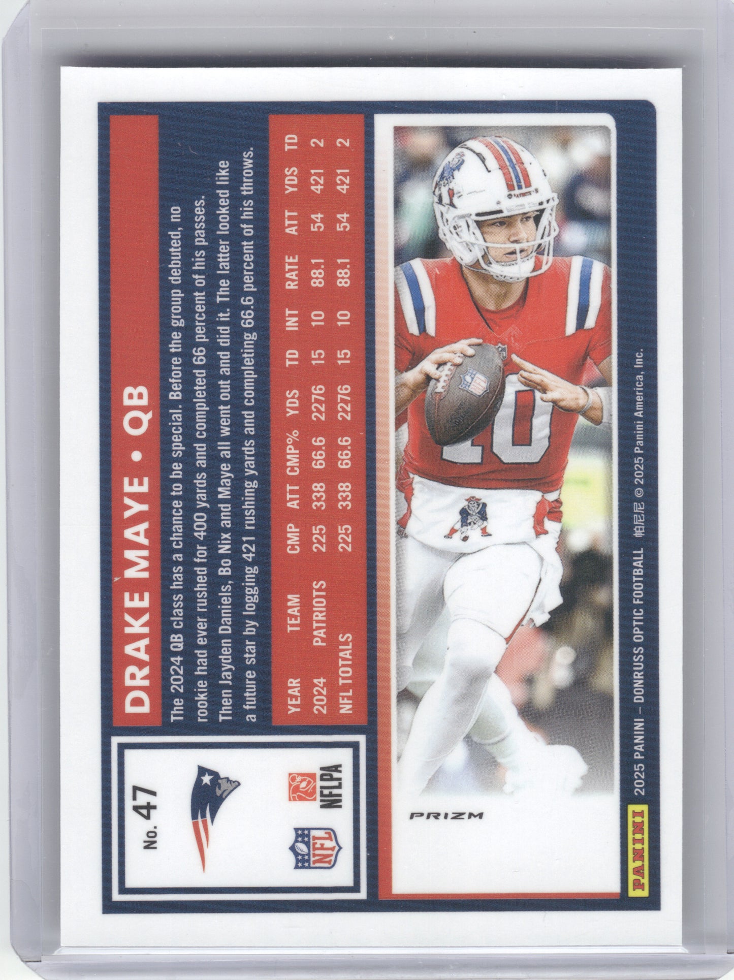 2025 Donruss Optic #47 Drake Maye Holo New England Patriots
