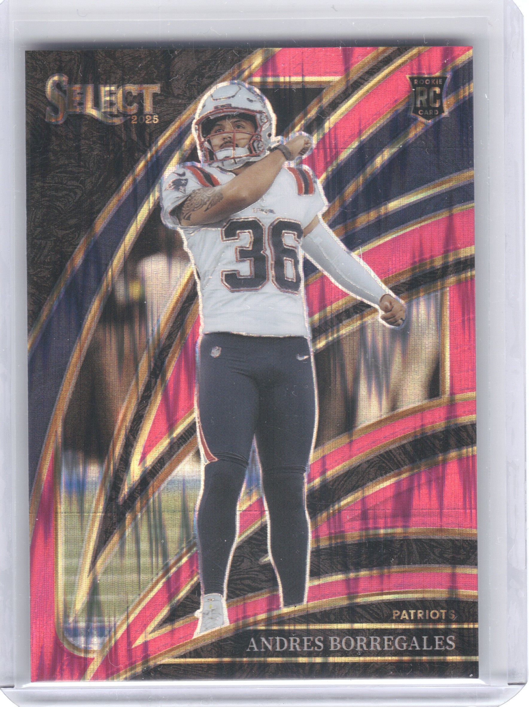 2025 Panini Select #279 Andres Borregales Pink Prizm Shock New England Patriots