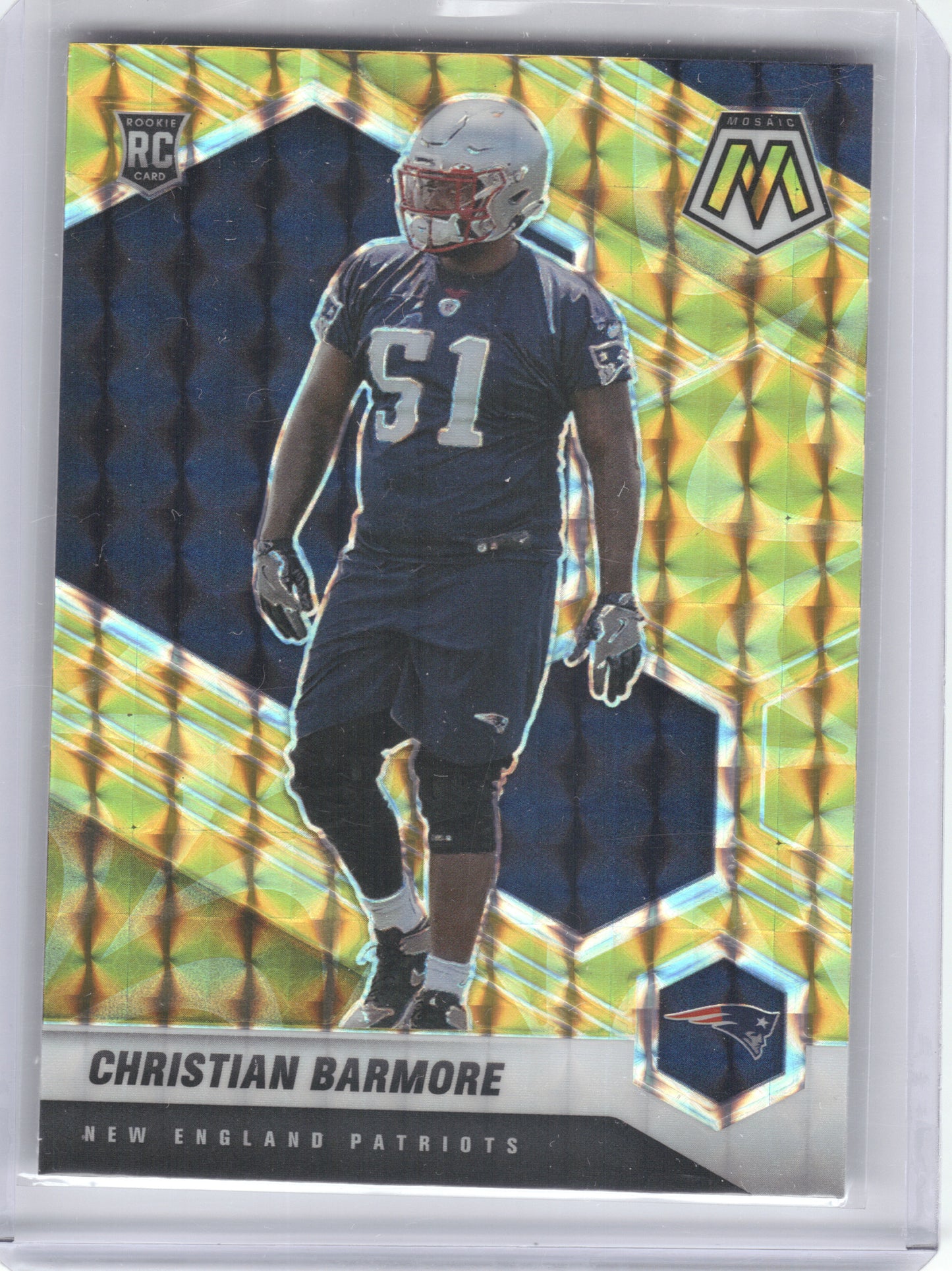 2021 Panini Mosaic #358 Christian Barmore Prizm Reactive Yellow New England Patriots RC