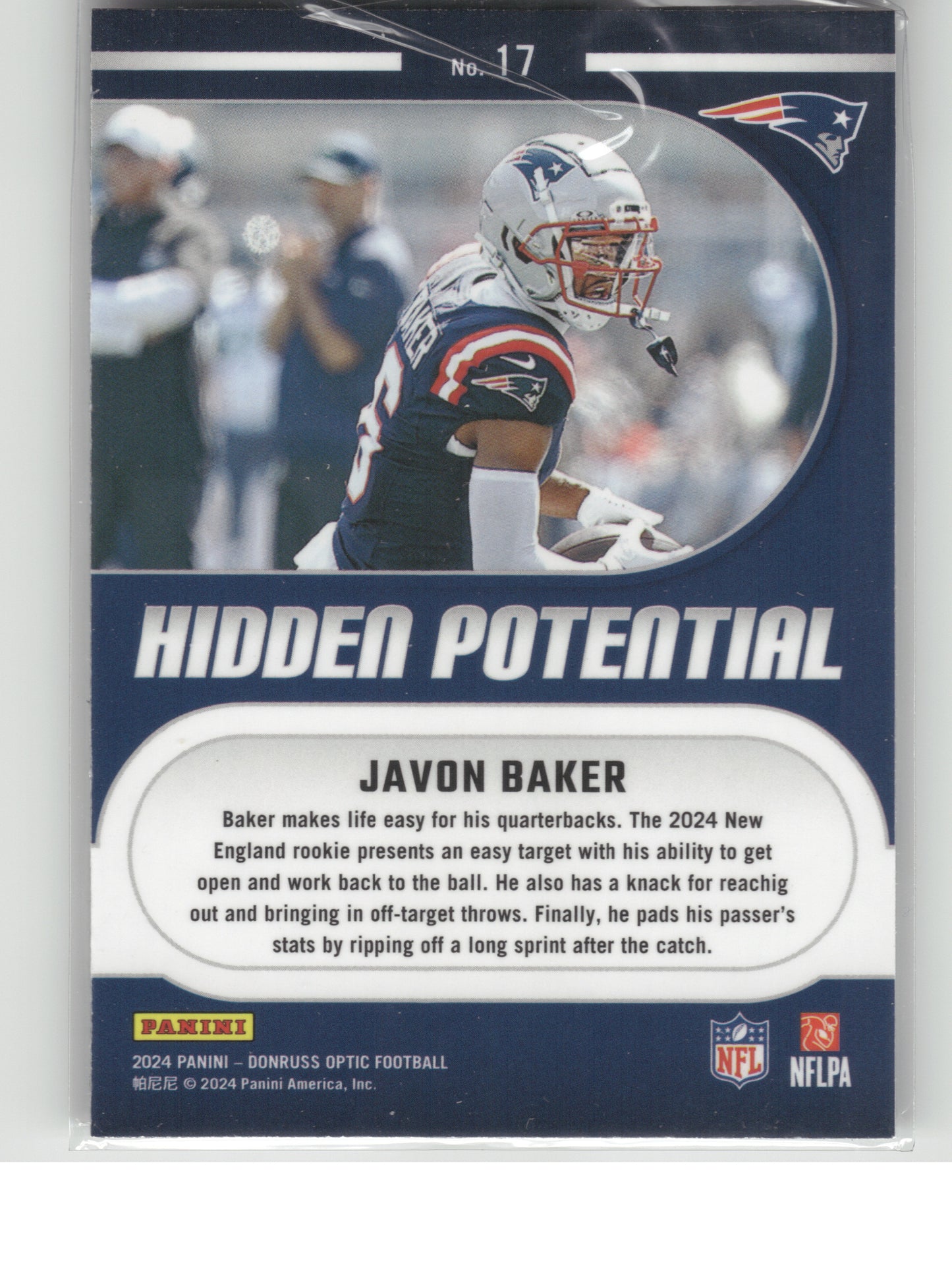 2024 Donruss Optic #17 Javon Baker Hidden Potential New England Patriots