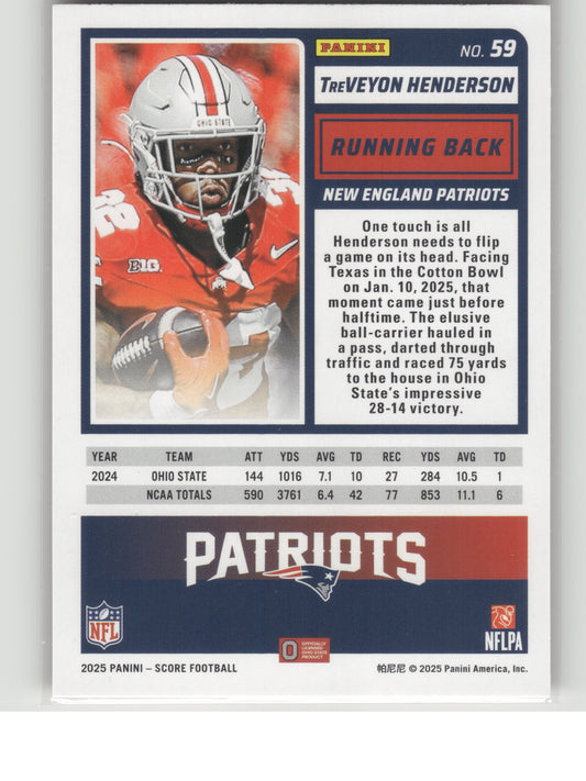 2025 Score-A-Treat #59 TreVeyon Henderson New England Patriots RC
