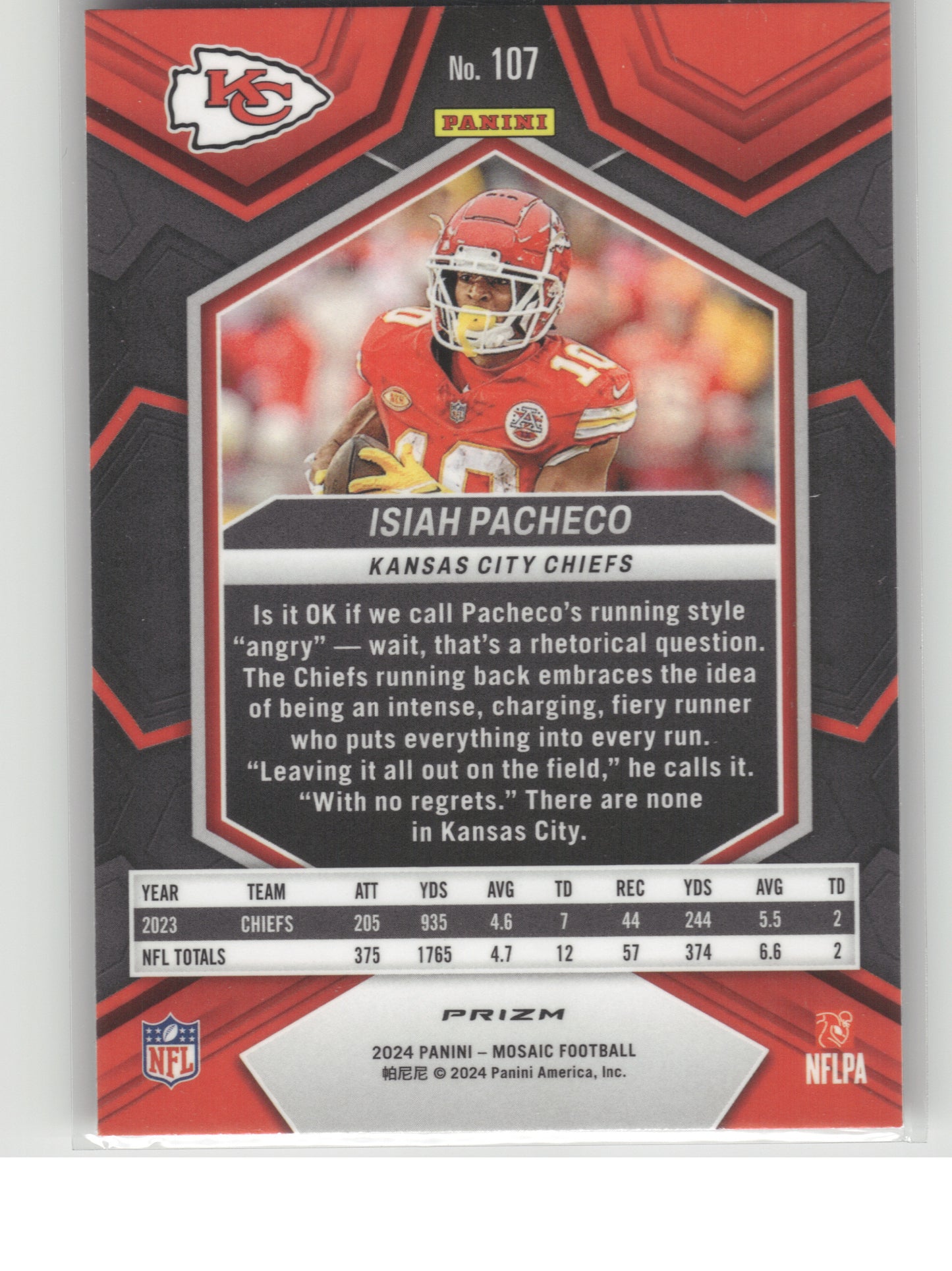 2024 Panini Mosaic #107 Isiah Pacheco Mosaic Camo Pink Kansas City Chiefs