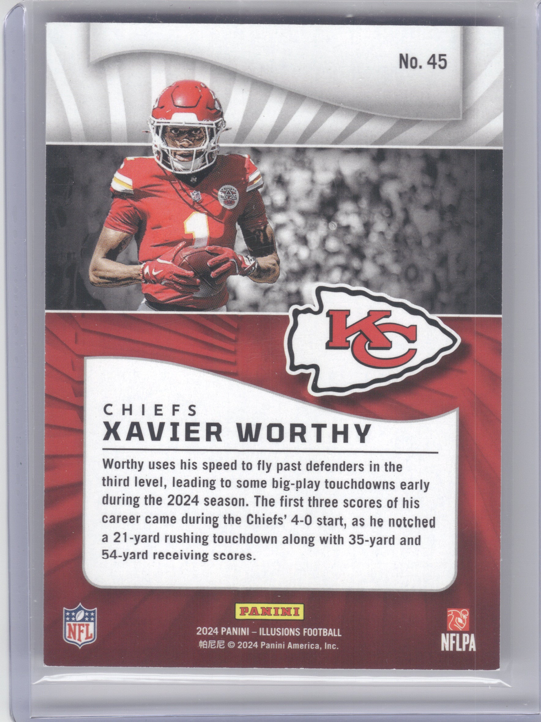 2024 Panini Illusions #45 Xavier Worthy Cubic Trophy Collection #/399 Kansas City Chiefs SN,RC