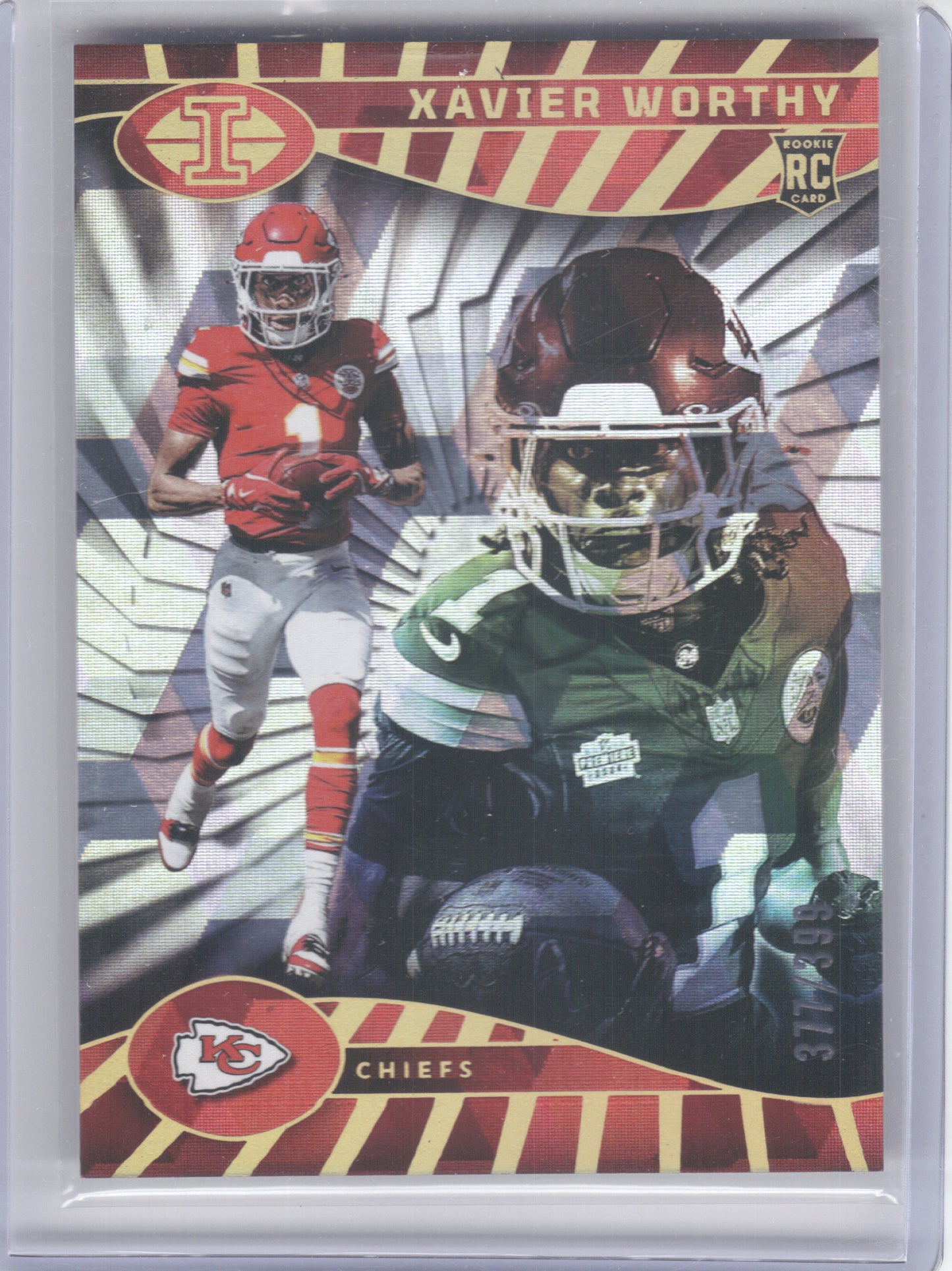 2024 Panini Illusions #45 Xavier Worthy Cubic Trophy Collection #/399 Kansas City Chiefs SN,RC