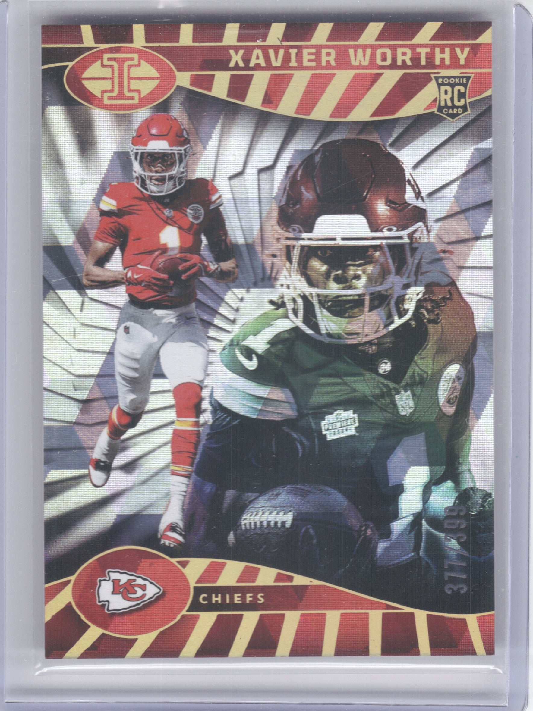 2024 Panini Illusions #45 Xavier Worthy Cubic Trophy Collection #/399 Kansas City Chiefs SN,RC