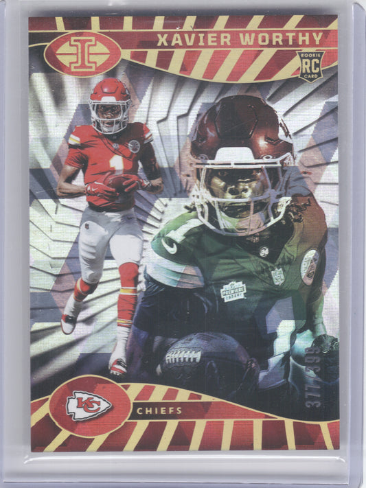 2024 Panini Illusions #45 Xavier Worthy Cubic Trophy Collection #/399 Kansas City Chiefs SN,RC