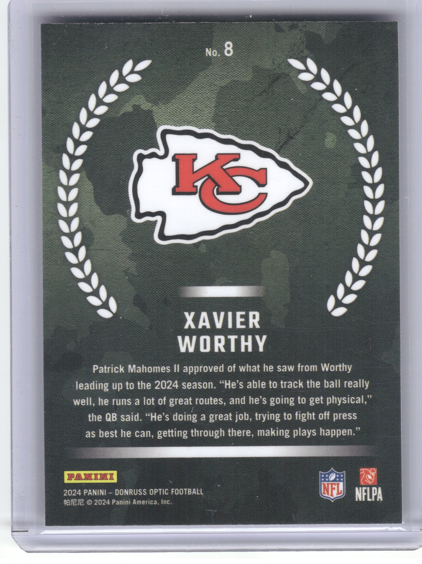 2024 Donruss Optic #8 Xavier Worthy Rookie Recruits Kansas City Chiefs
