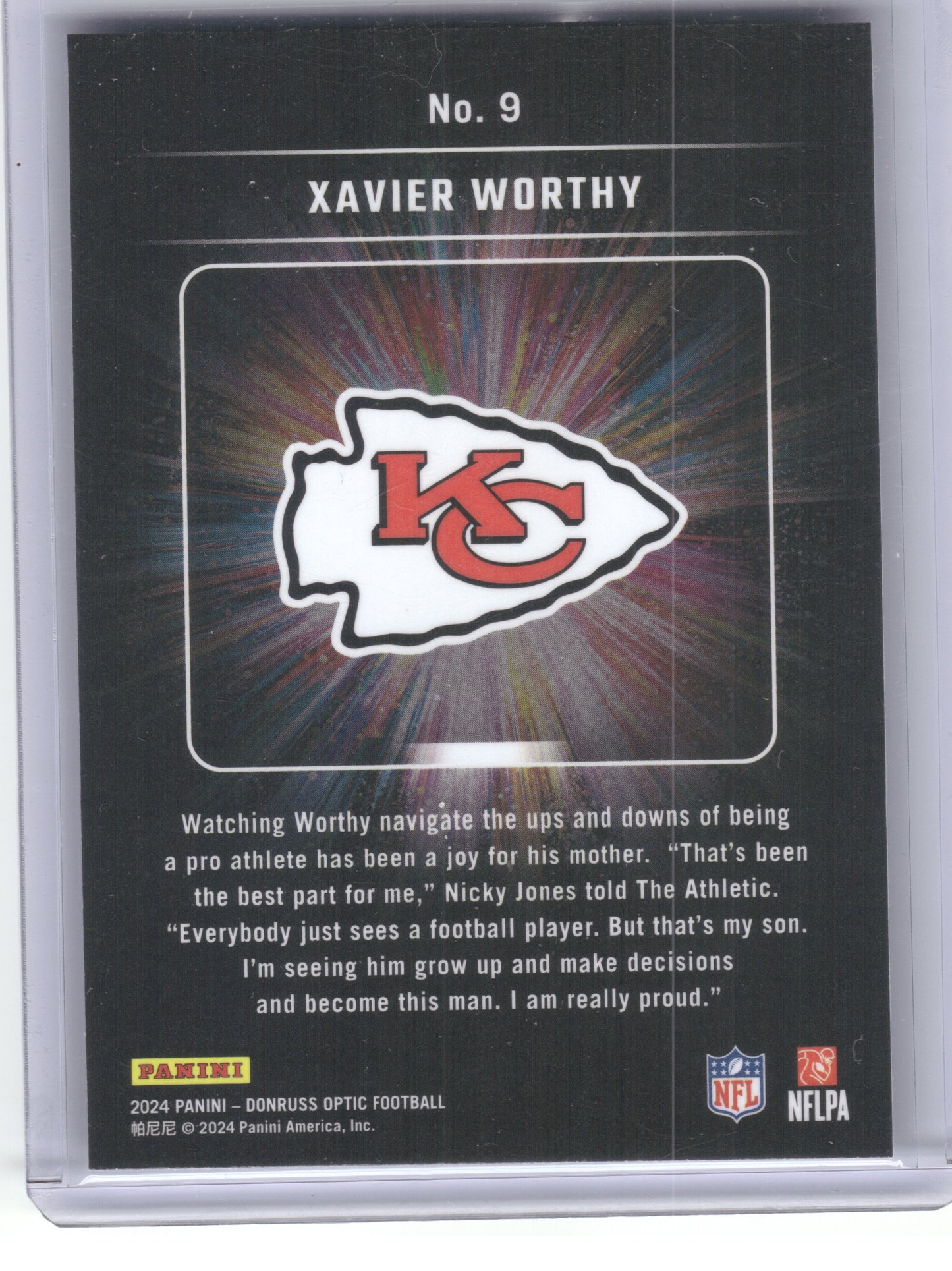 2024 Donruss Optic #9 Xavier Worthy Light It Up Kansas City Chiefs