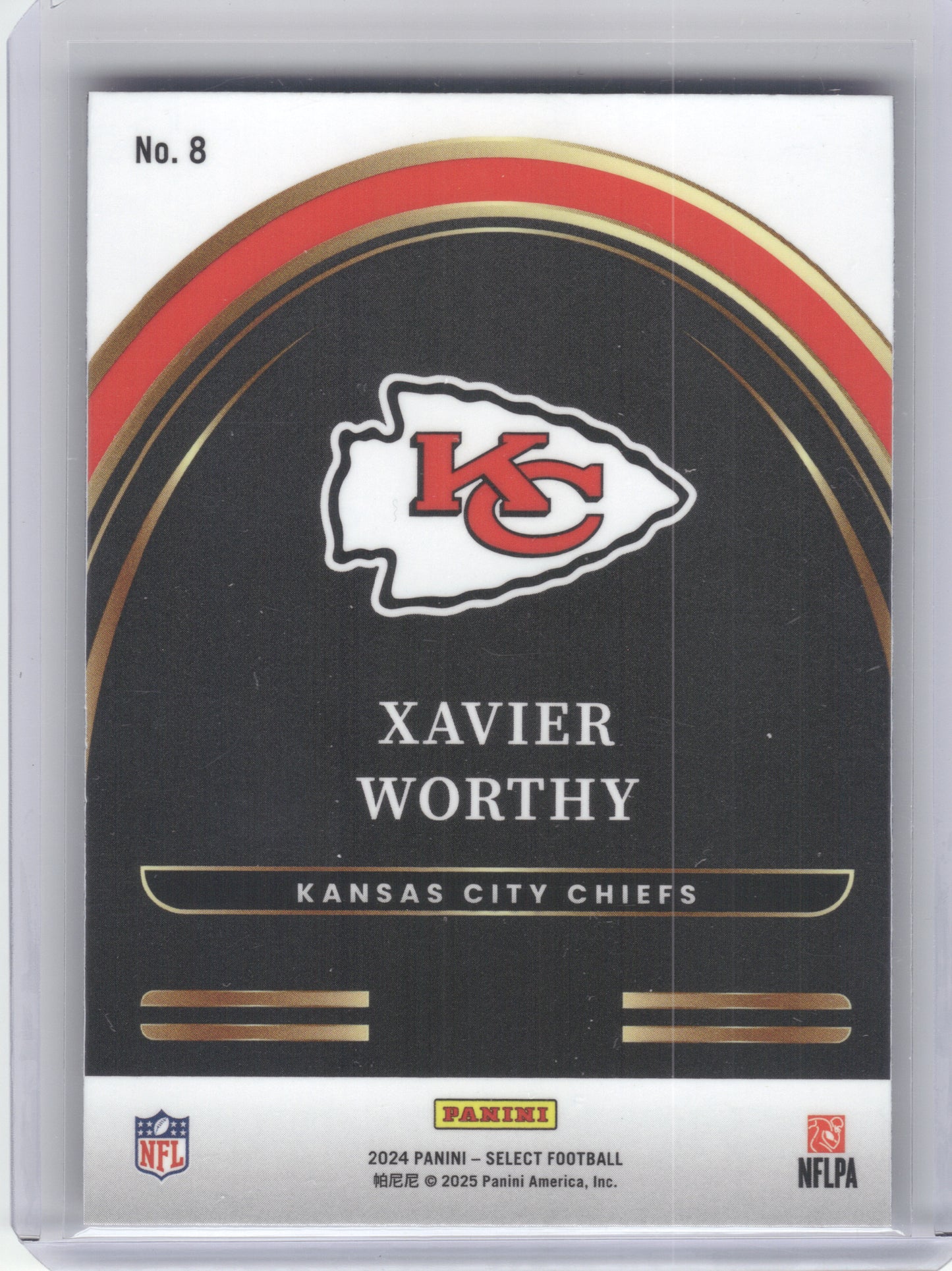 2024 Panini Select #8 Xavier Worthy Select Future Kansas City Chiefs