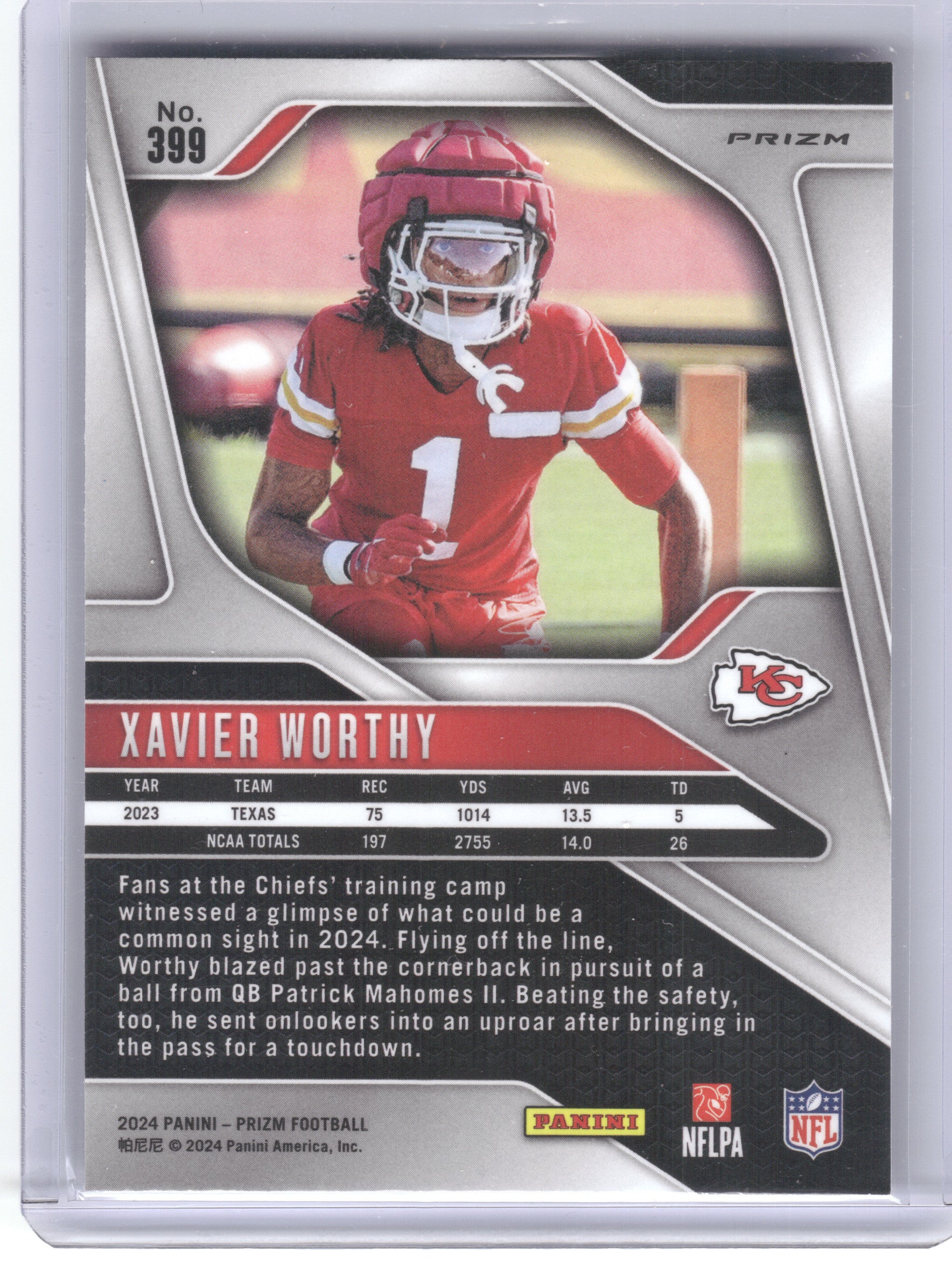 2024 Panini Prizm #399 Xavier Worthy Silver Kansas City Chiefs RC