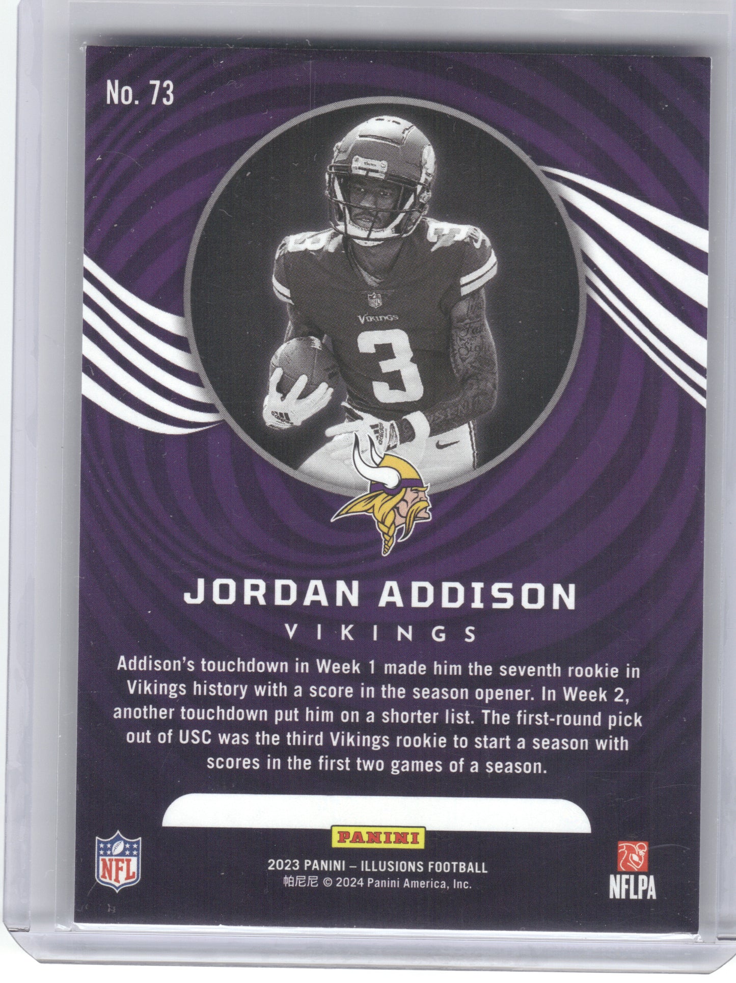 2023 Panini Illusions #73 Jordan Addison Minnesota Vikings RC