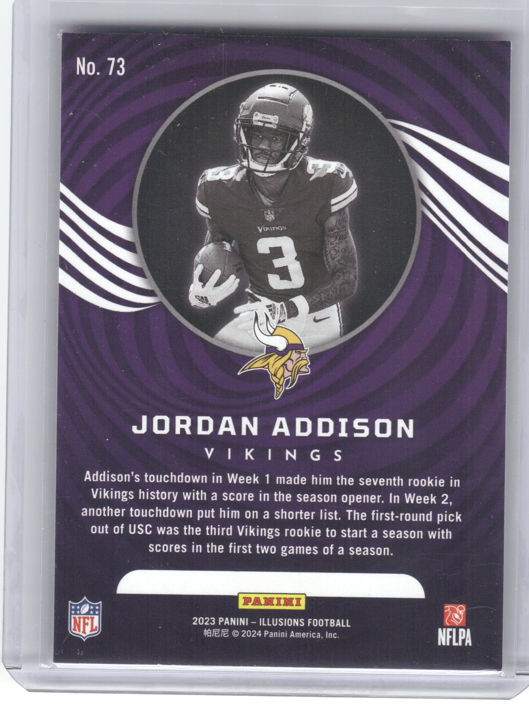 2023 Panini Illusions #73 Jordan Addison Minnesota Vikings RC