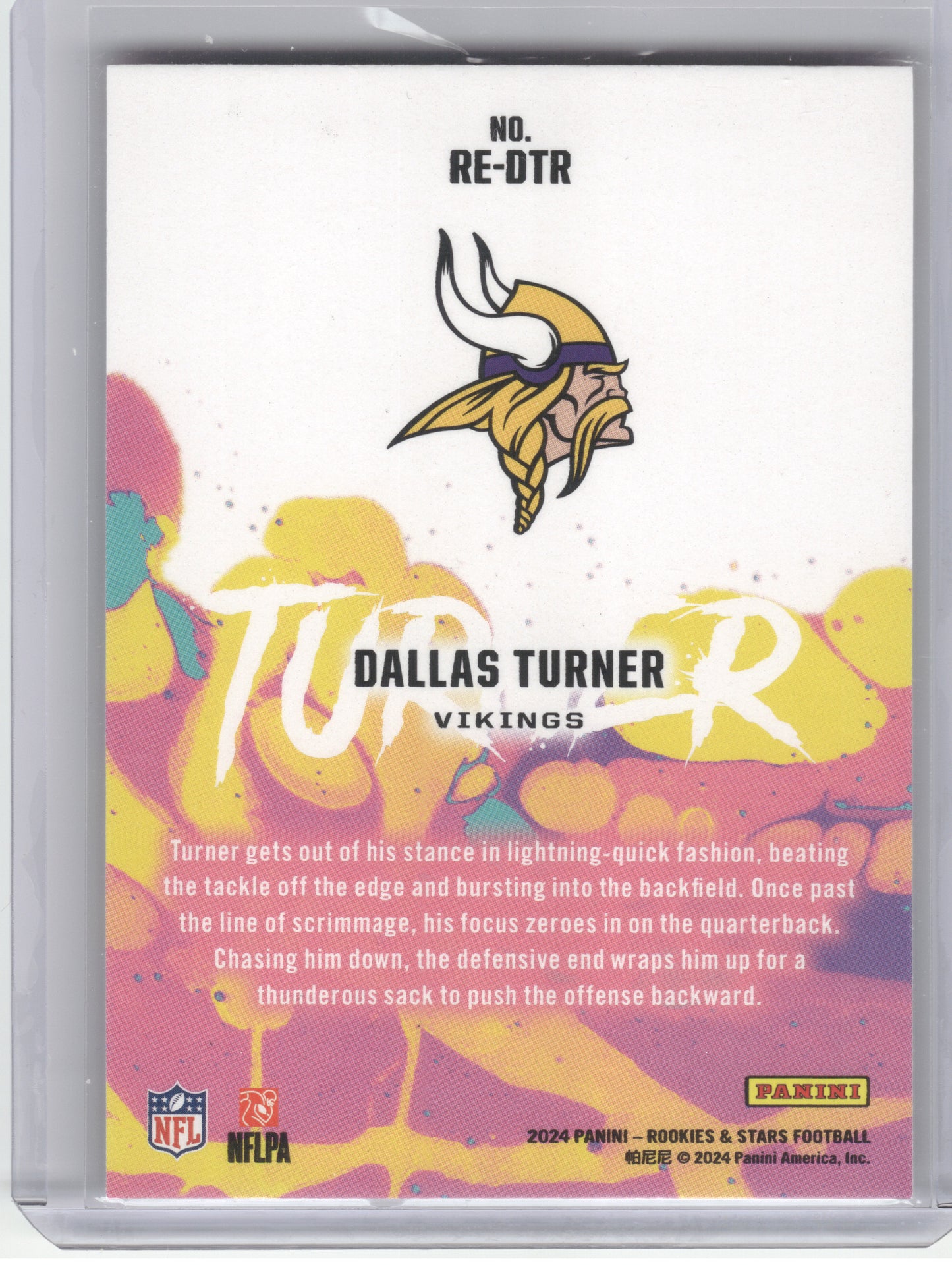 2024 Panini Rookies & Stars #RE-DTR Dallas Turner Rookie Exclusive Minnesota Vikings