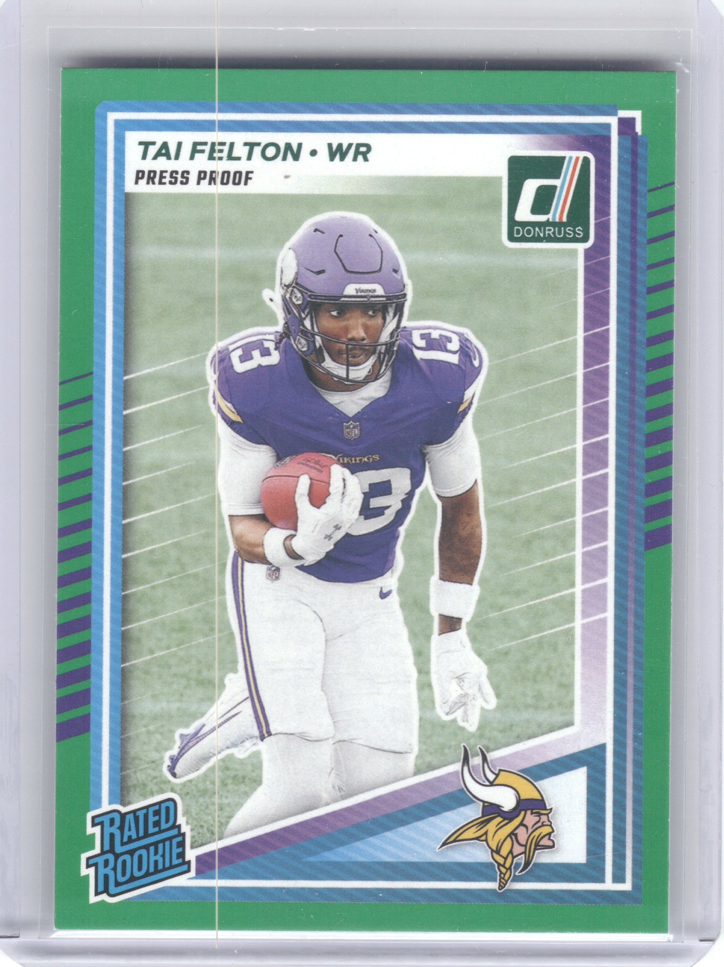 2025 Donruss #331 Tai Felton Press Proofs Green Minnesota Vikings RC