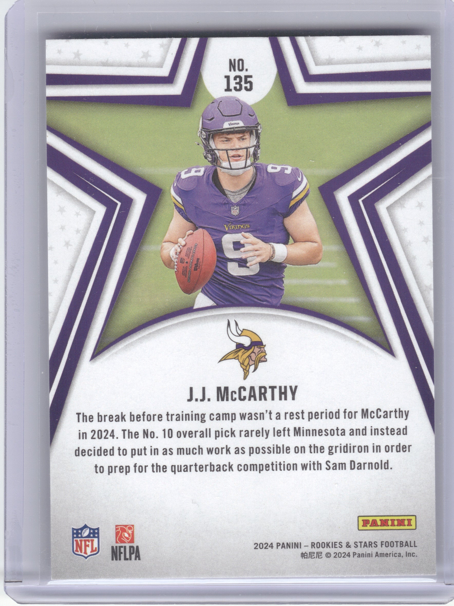 2024 Panini Rookies & Stars #135 J.J. McCarthy Minnesota Vikings RC