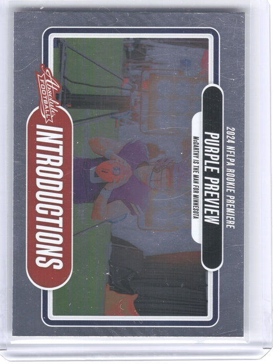 2024 Panini Absolute #I-JMY J.J. McCarthy Introductions Minnesota Vikings