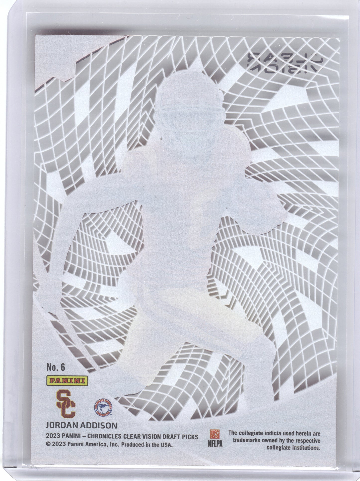 2023 Panini Chronicles Draft Picks #6 Jordan Addison Clear Vision USC Trojans