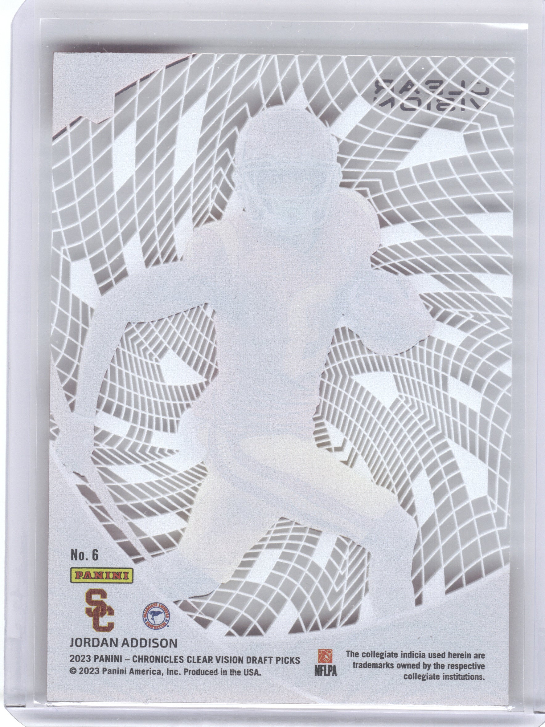 2023 Panini Chronicles Draft Picks #6 Jordan Addison Clear Vision USC Trojans