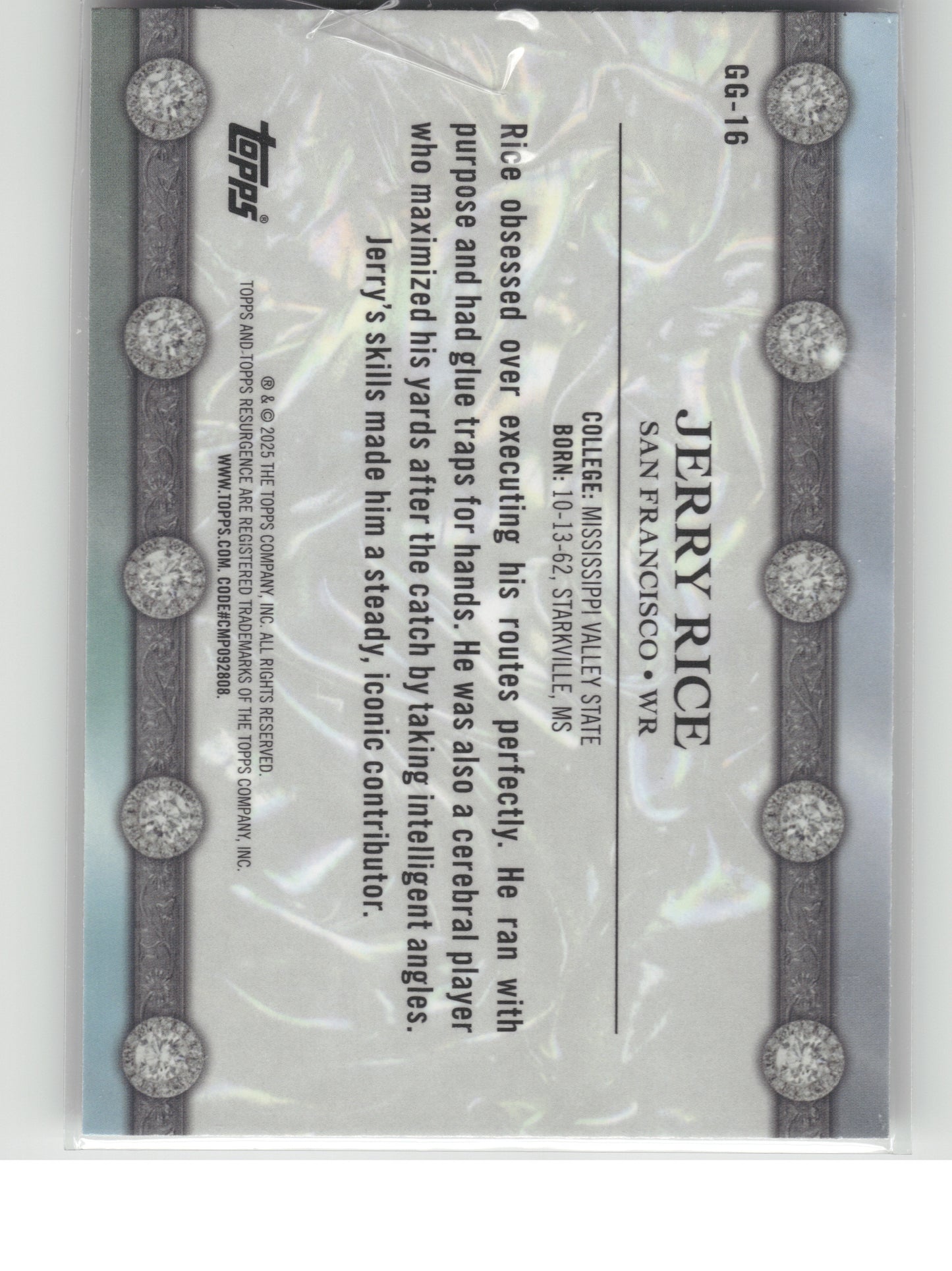 2024 Topps Resurgence #GG-16 Jerry Rice Glimmer and Gleam San Francisco 49ers