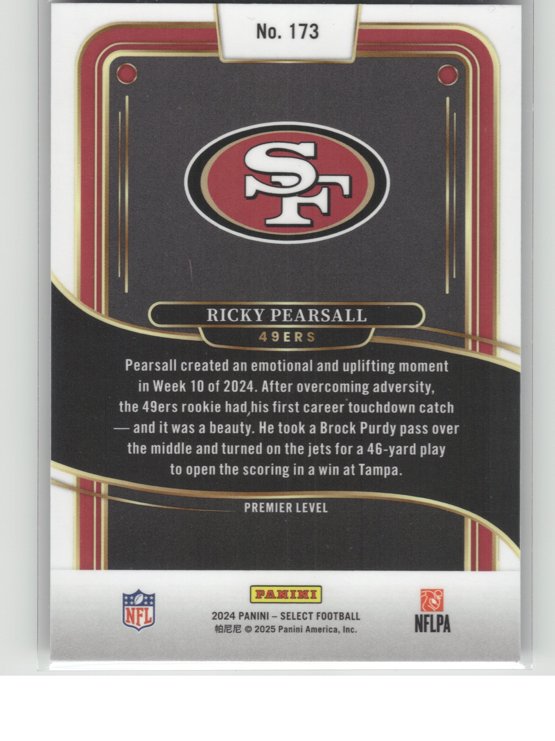 2024 Panini Select #173 Ricky Pearsall San Francisco 49ers RC
