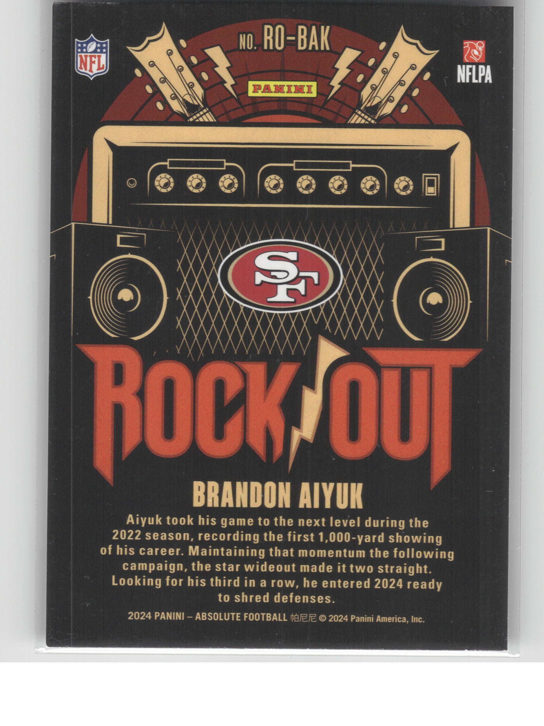 2024 Panini Absolute #RO-BAK Brandon Aiyuk Rock Out Red Spectrum #/150 San Francisco 49ers SN