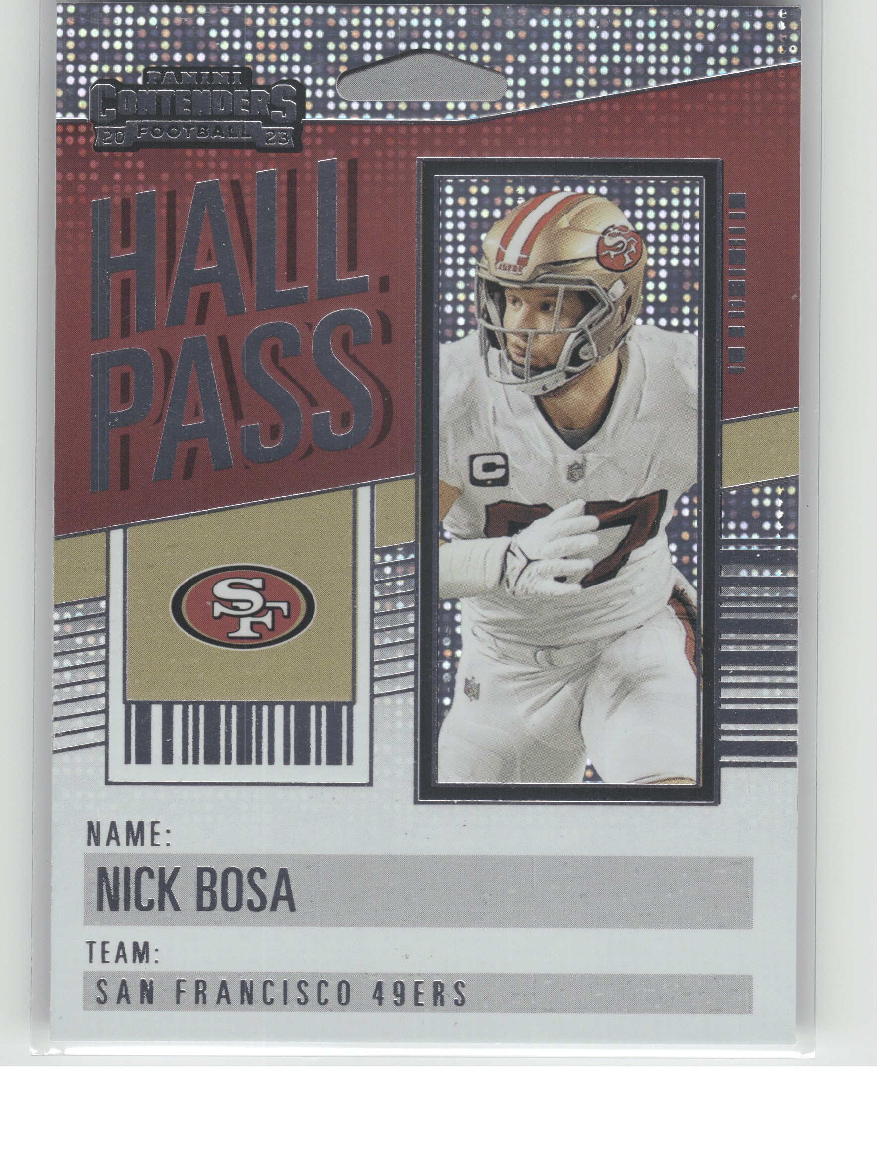 2023 Panini Contenders #17 Nick Bosa Hall Pass San Francisco 49ers
