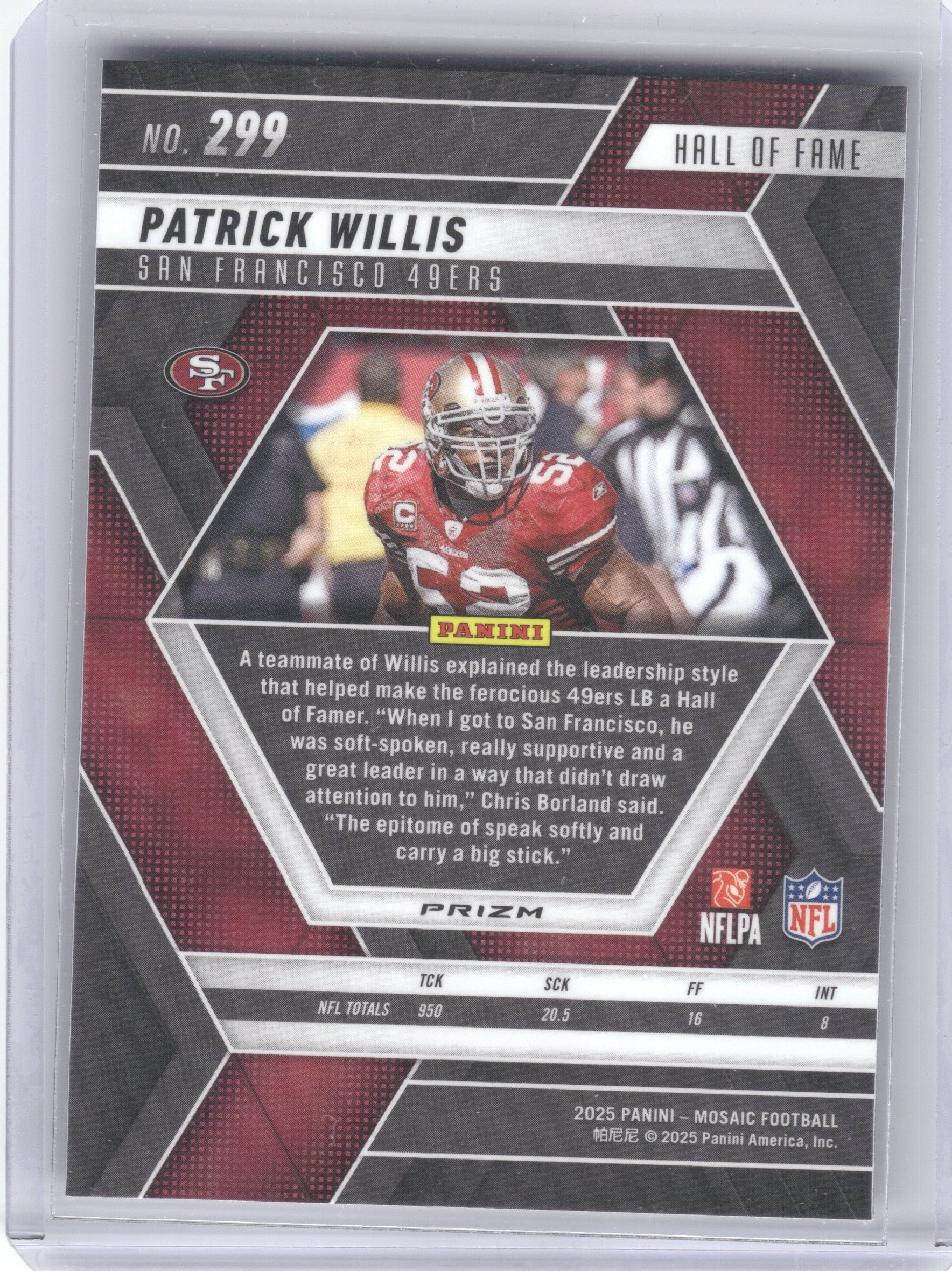 2025 Panini Mosaic #299 Patrick Willis Mosaic Green San Francisco 49ers