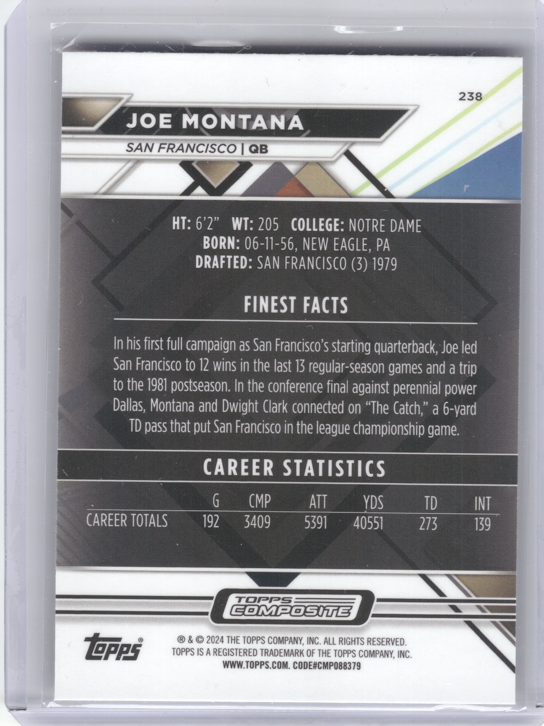 2023 Topps Composite #238 Joe Montana San Francisco 49ers