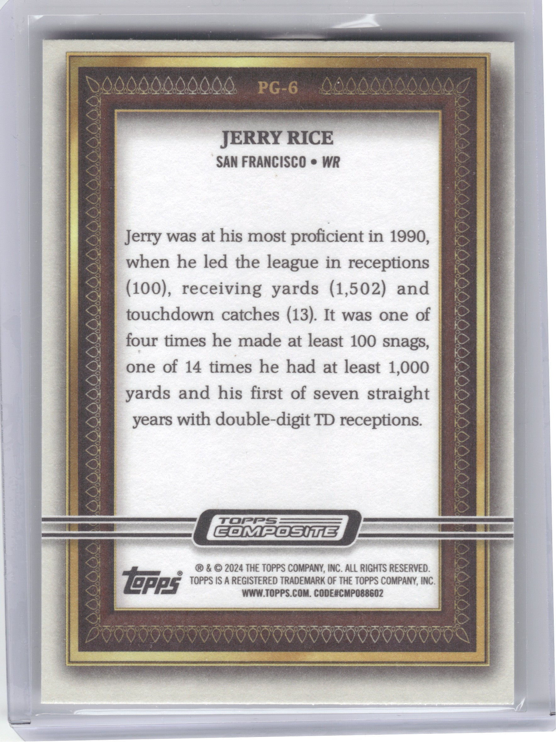 2023 Topps Composite #PG-6 Jerry Rice Portrait Gallery San Francisco 49ers