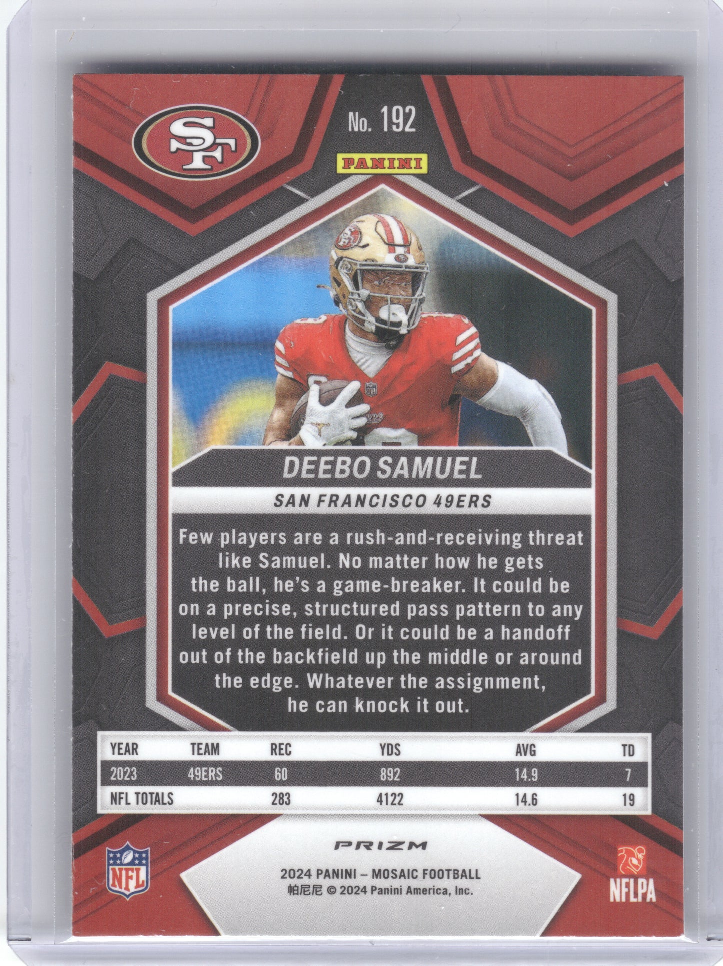 2024 Panini Mosaic #192 Deebo Samuel Mosaic San Francisco 49ers
