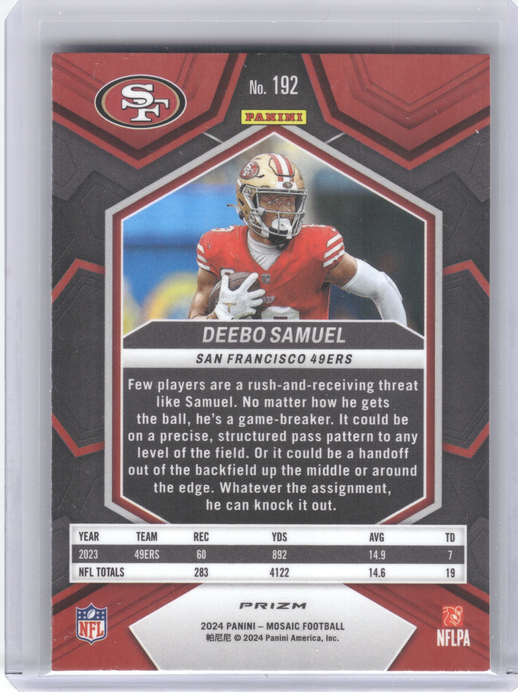2024 Panini Mosaic #192 Deebo Samuel Mosaic San Francisco 49ers