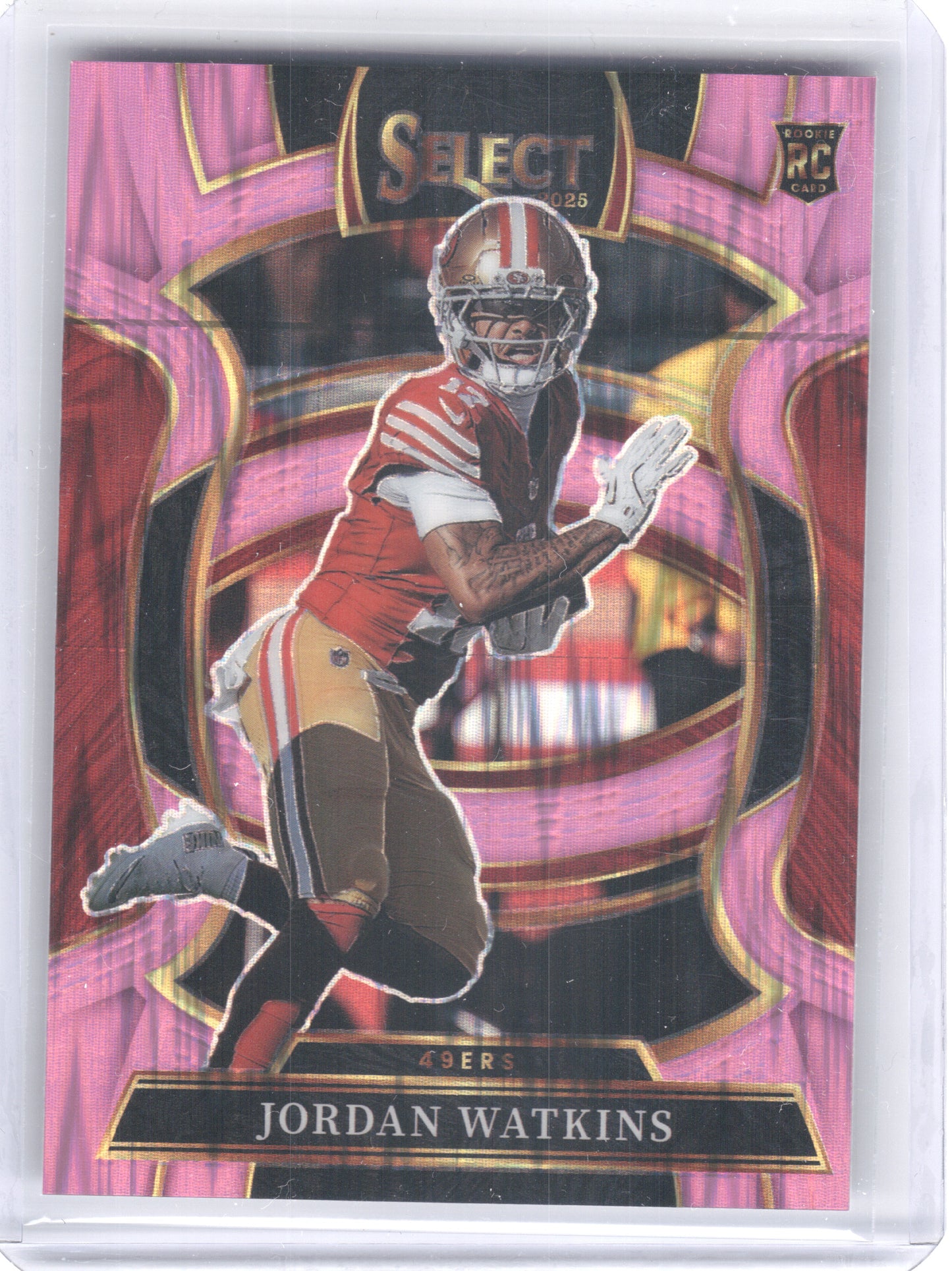 2025 Panini Select #18 Jordan Watkins Pink Prizm Shock San Francisco 49ers RC