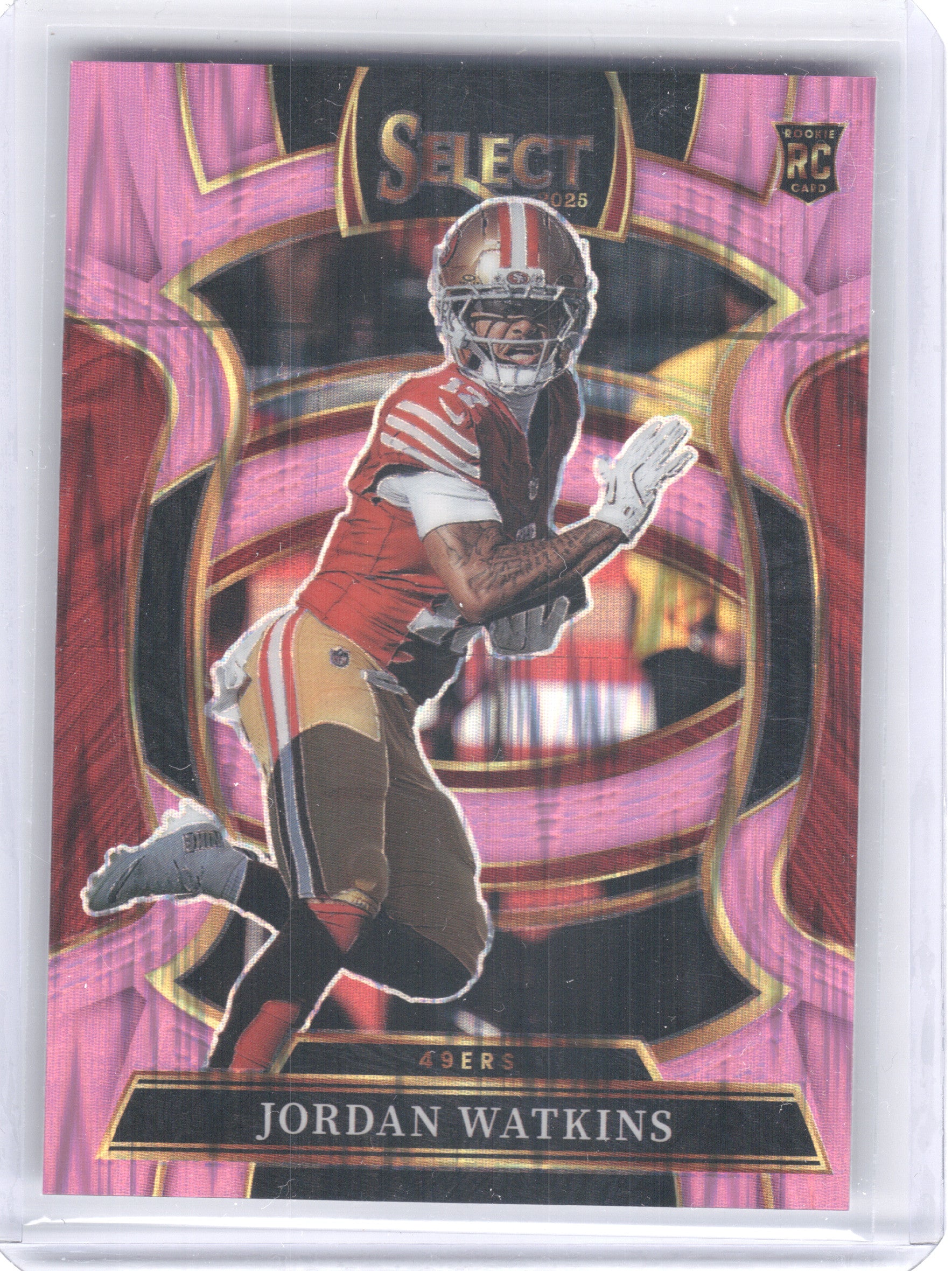2025 Panini Select #18 Jordan Watkins Pink Prizm Shock San Francisco 49ers RC