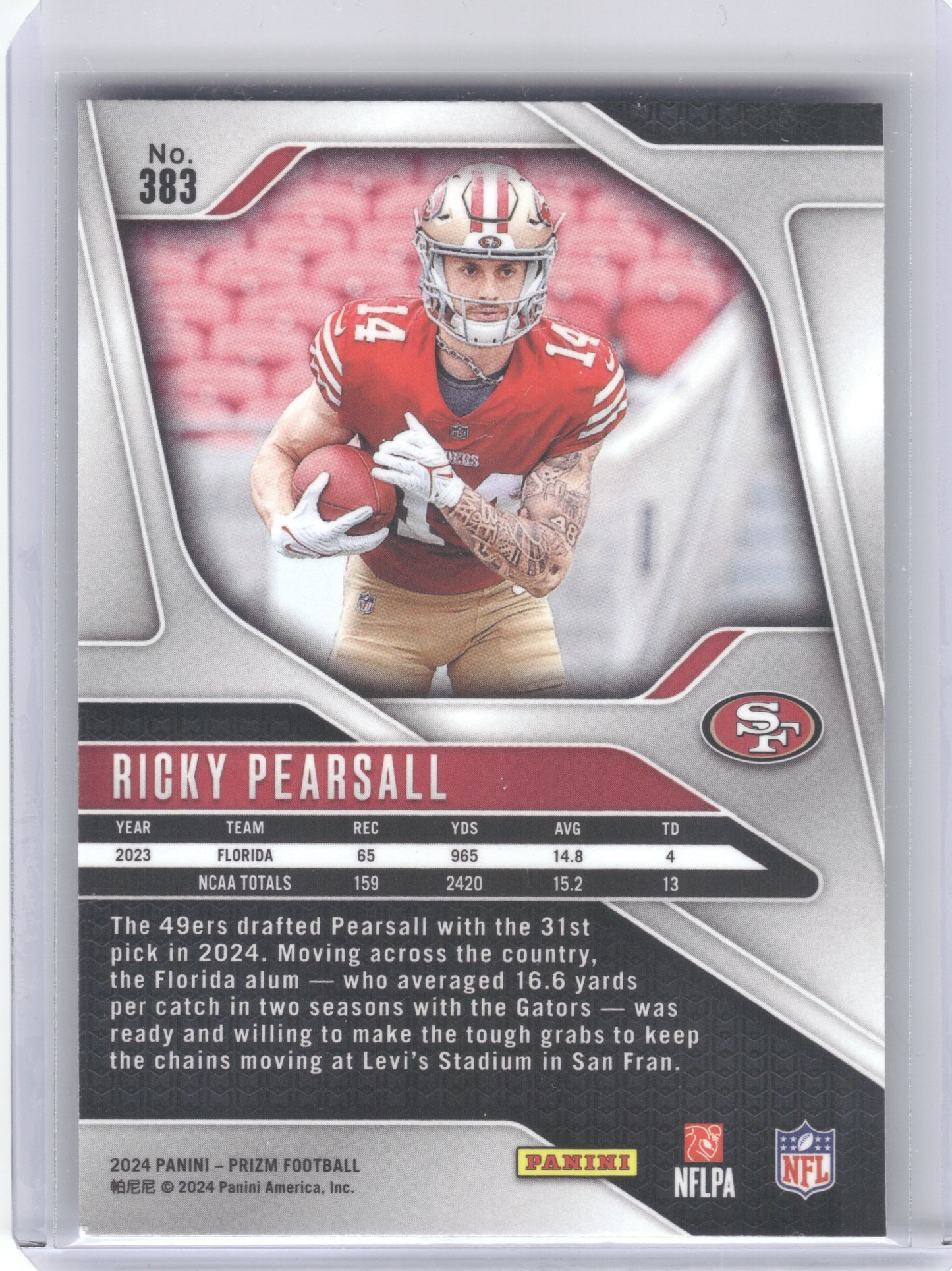 2024 Panini Prizm #383 Ricky Pearsall San Francisco 49ers RC
