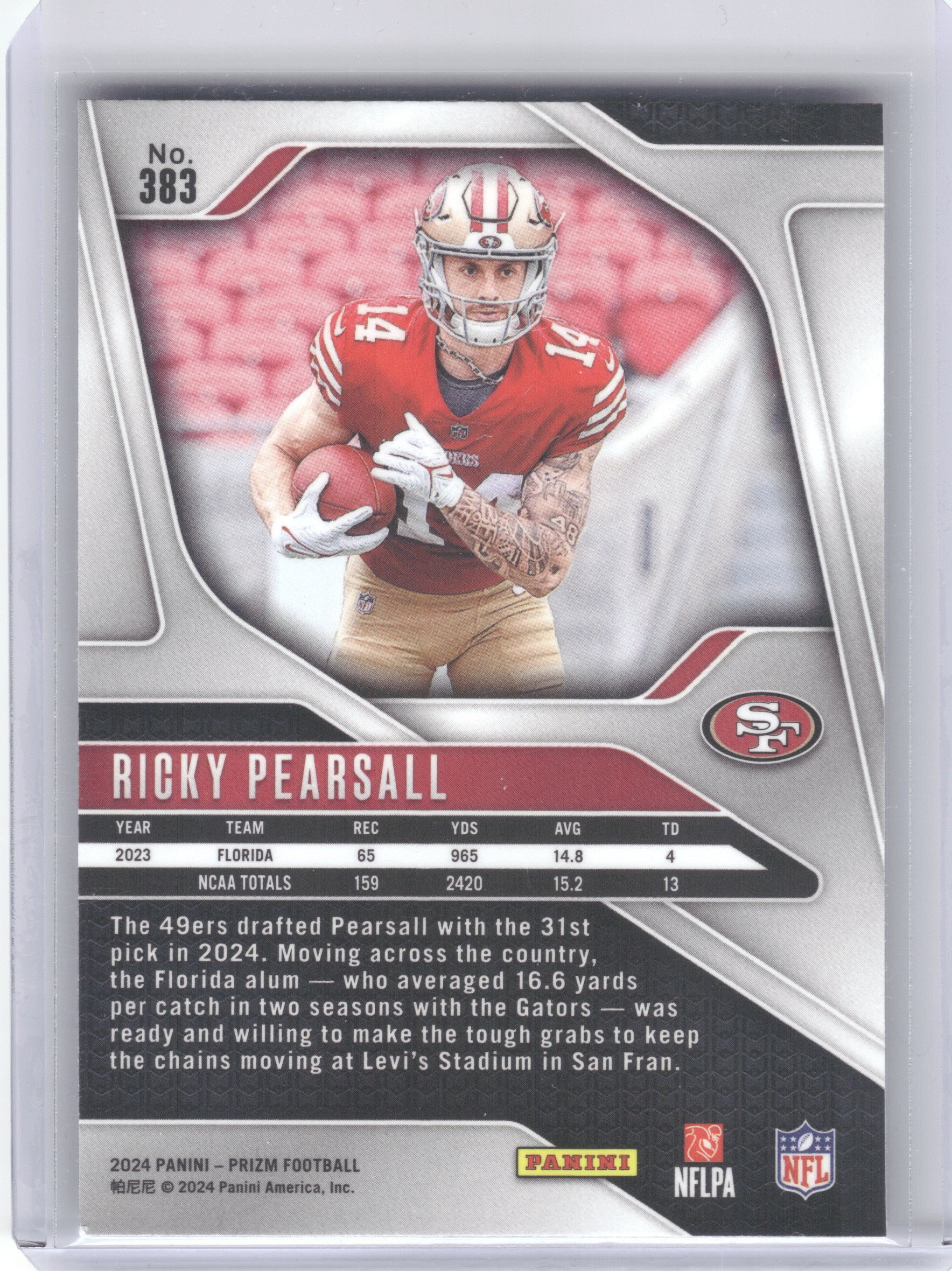 2024 Panini Prizm #383 Ricky Pearsall San Francisco 49ers RC